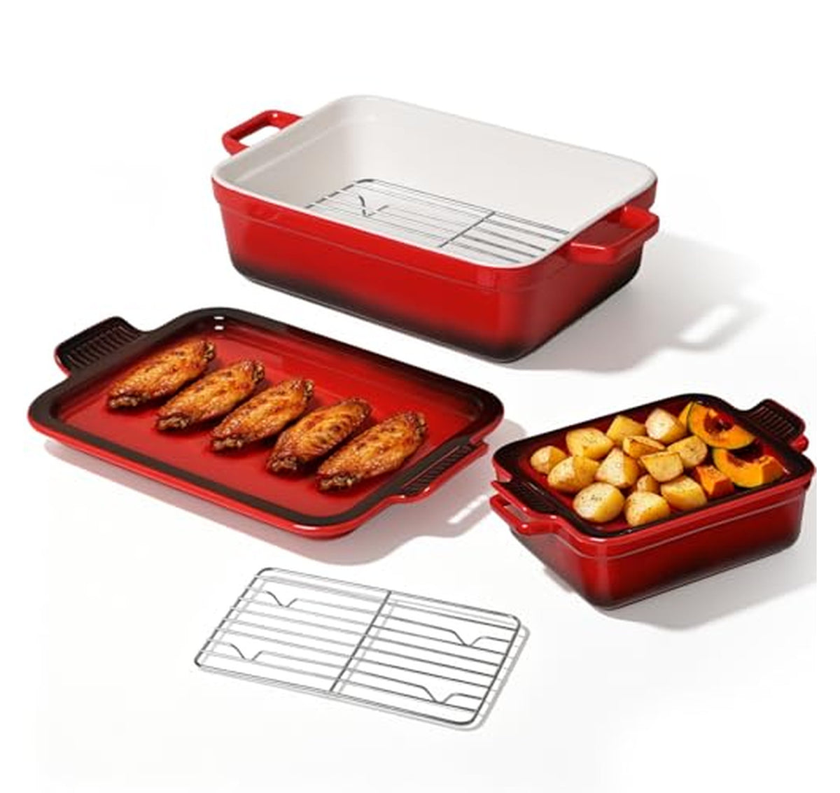 4 Piece Ceramic Casserole and Baking Dish Set