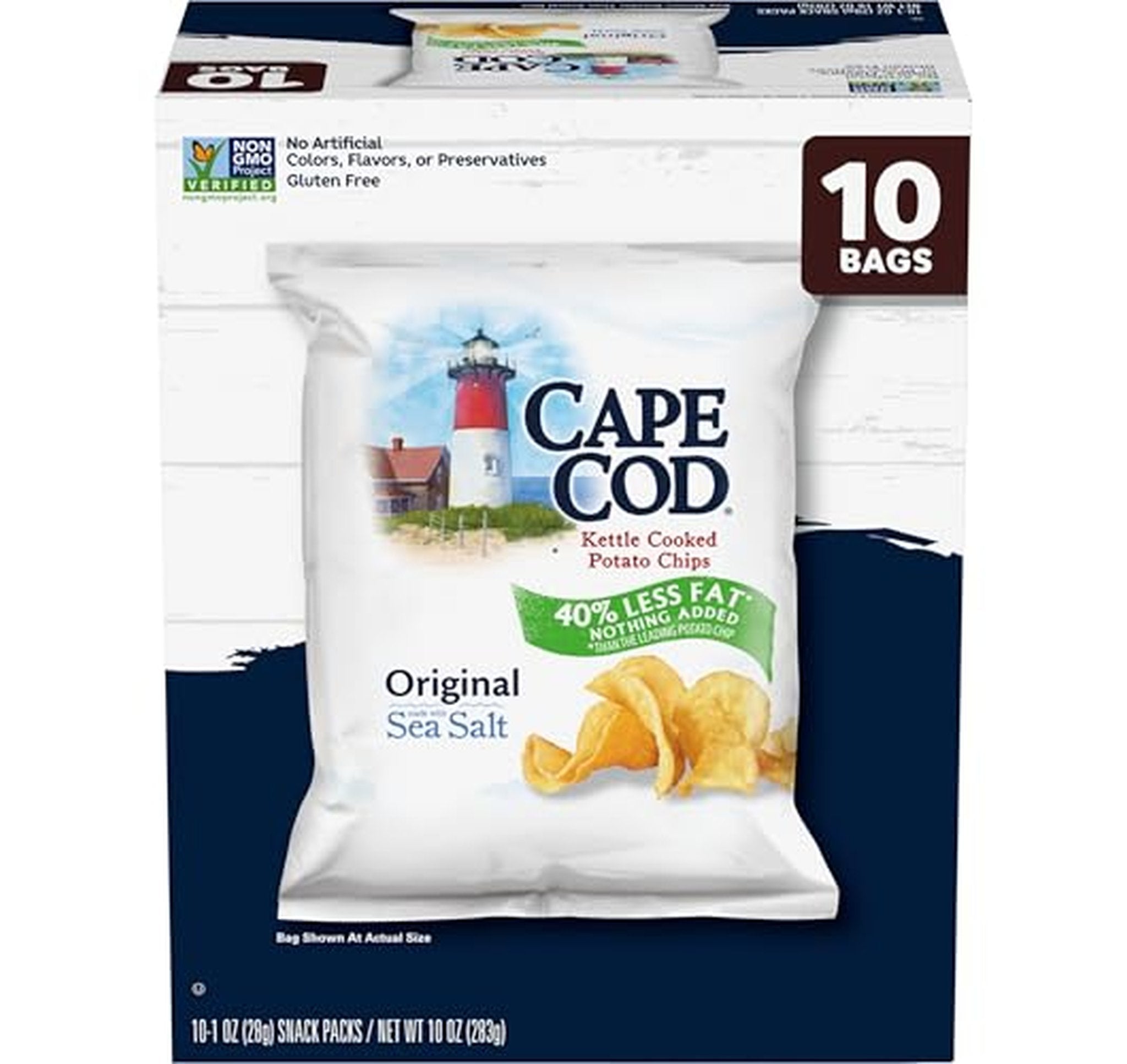 10 Pack Cape Cod Less Fat Kettle Potato Chips