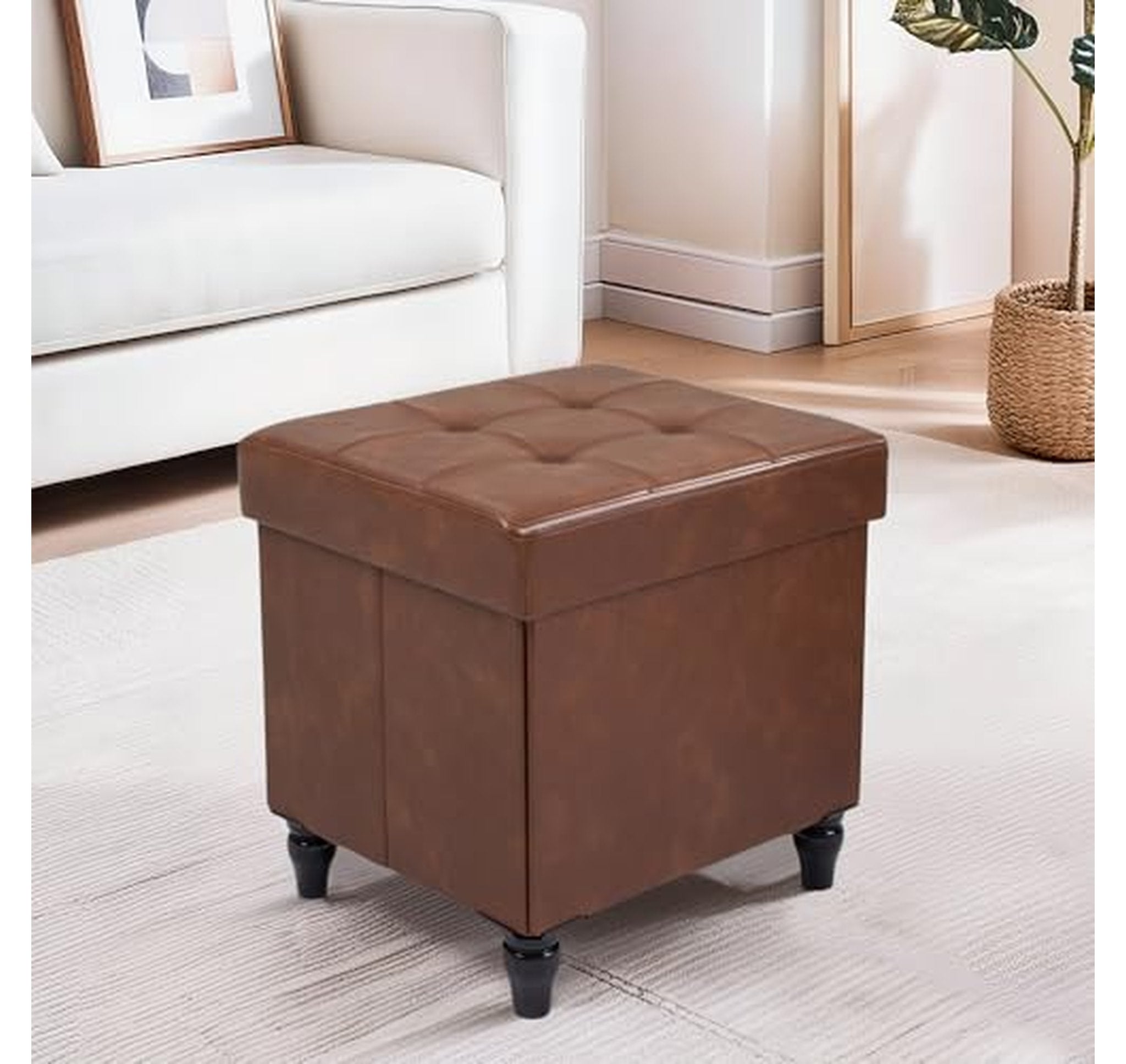 Foldable Storage Ottoman Bench with Legs