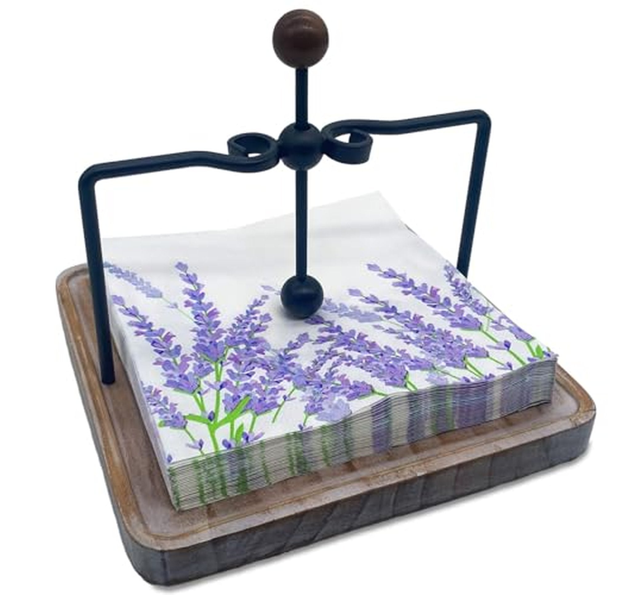 Rustic Wooden Napkin Holder with Weighted Arm