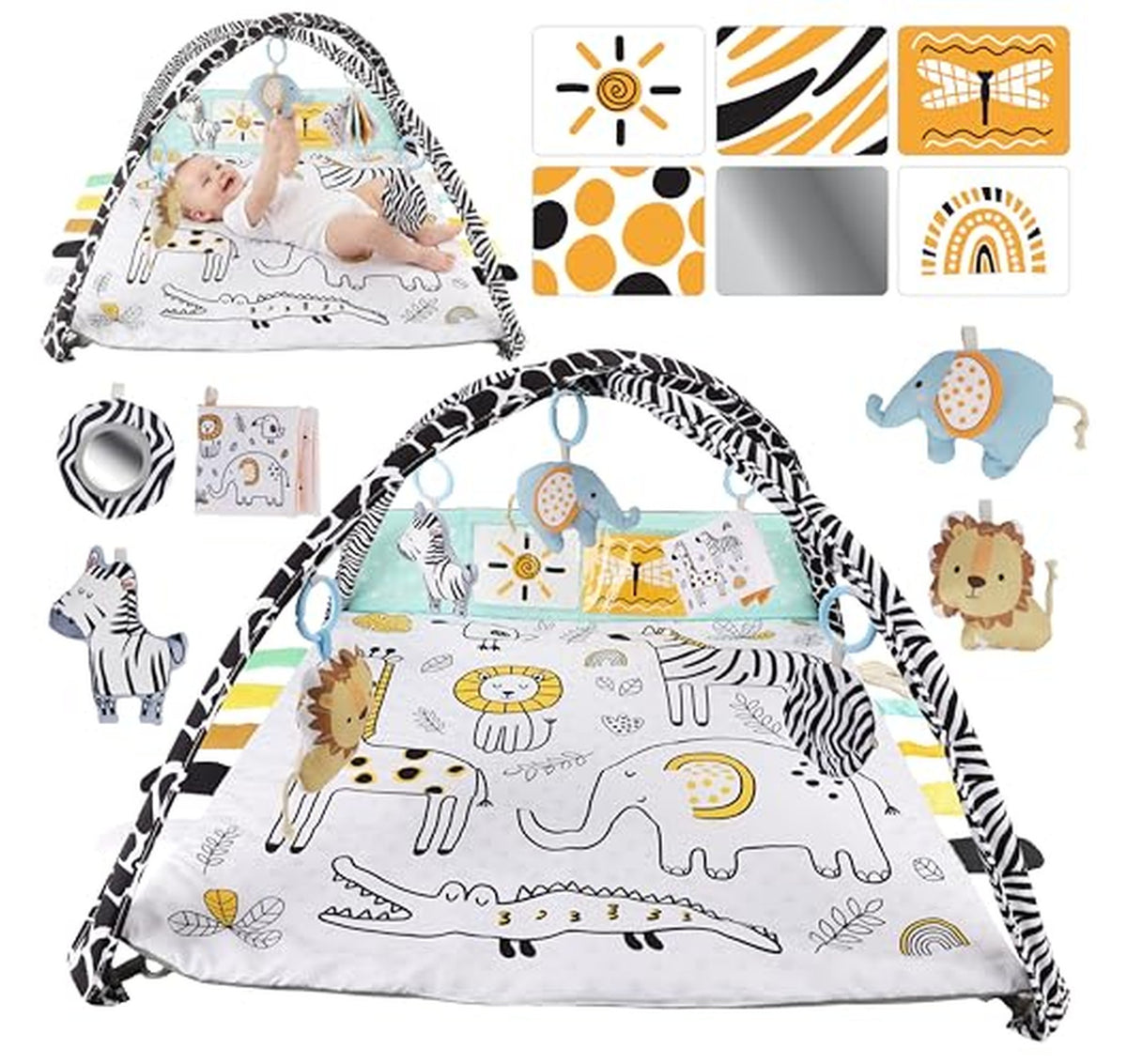 High Contrast Tummy Time Mat and Baby Play Gym