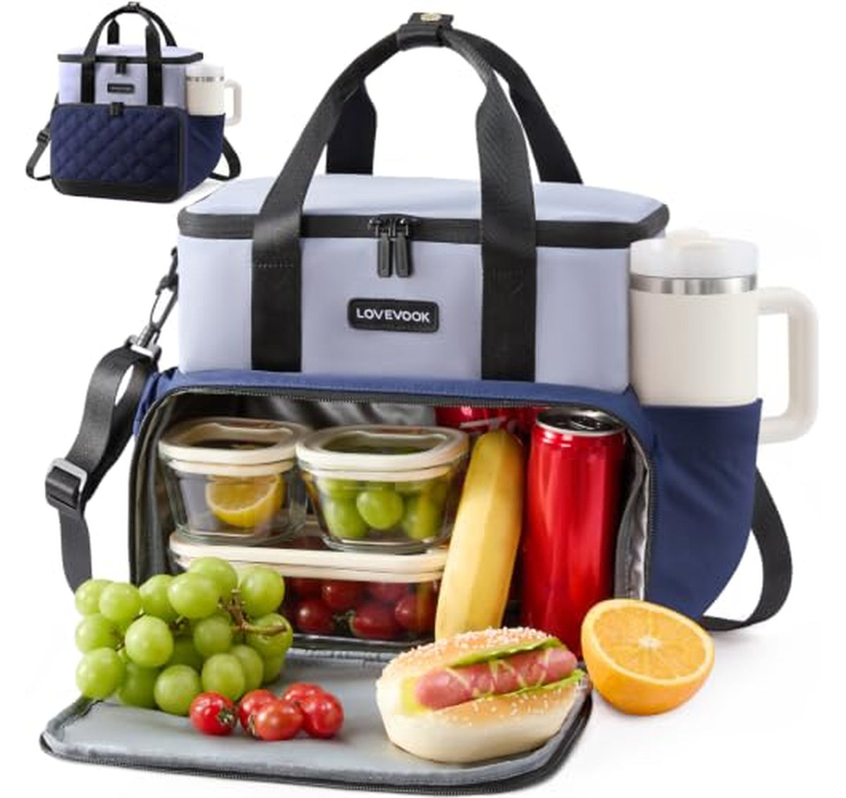 Insulated Double Deck Large Lunch Box Bag