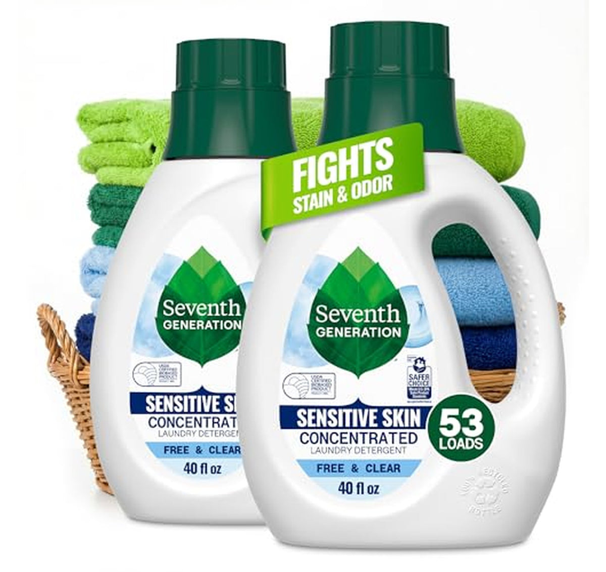 2 Pack Seventh Generation Free & Clear Laundry Detergent 40 oz