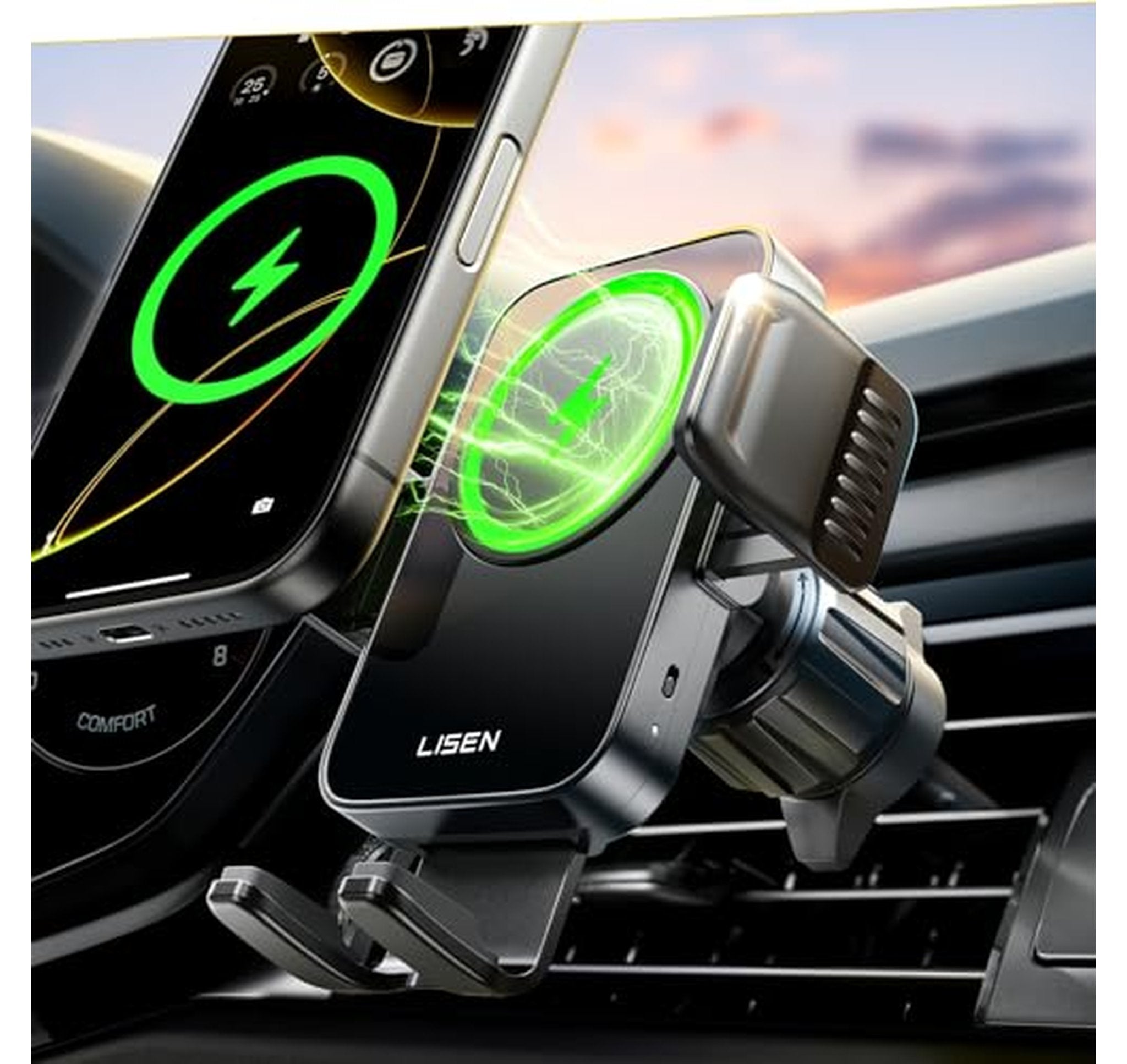 15W Fast Wireless Car Charger Vent Phone Mount