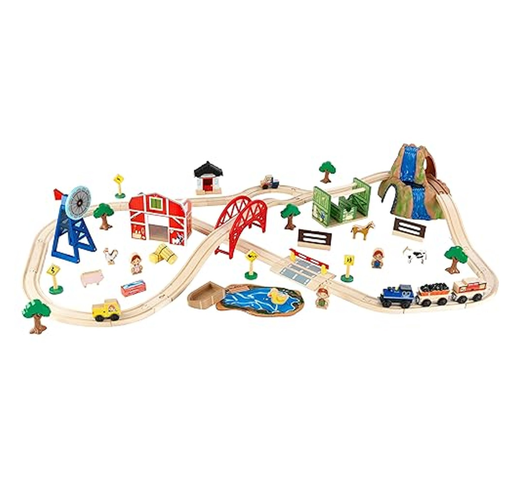 KidKraft Wooden 75-Piece Farm Train Set