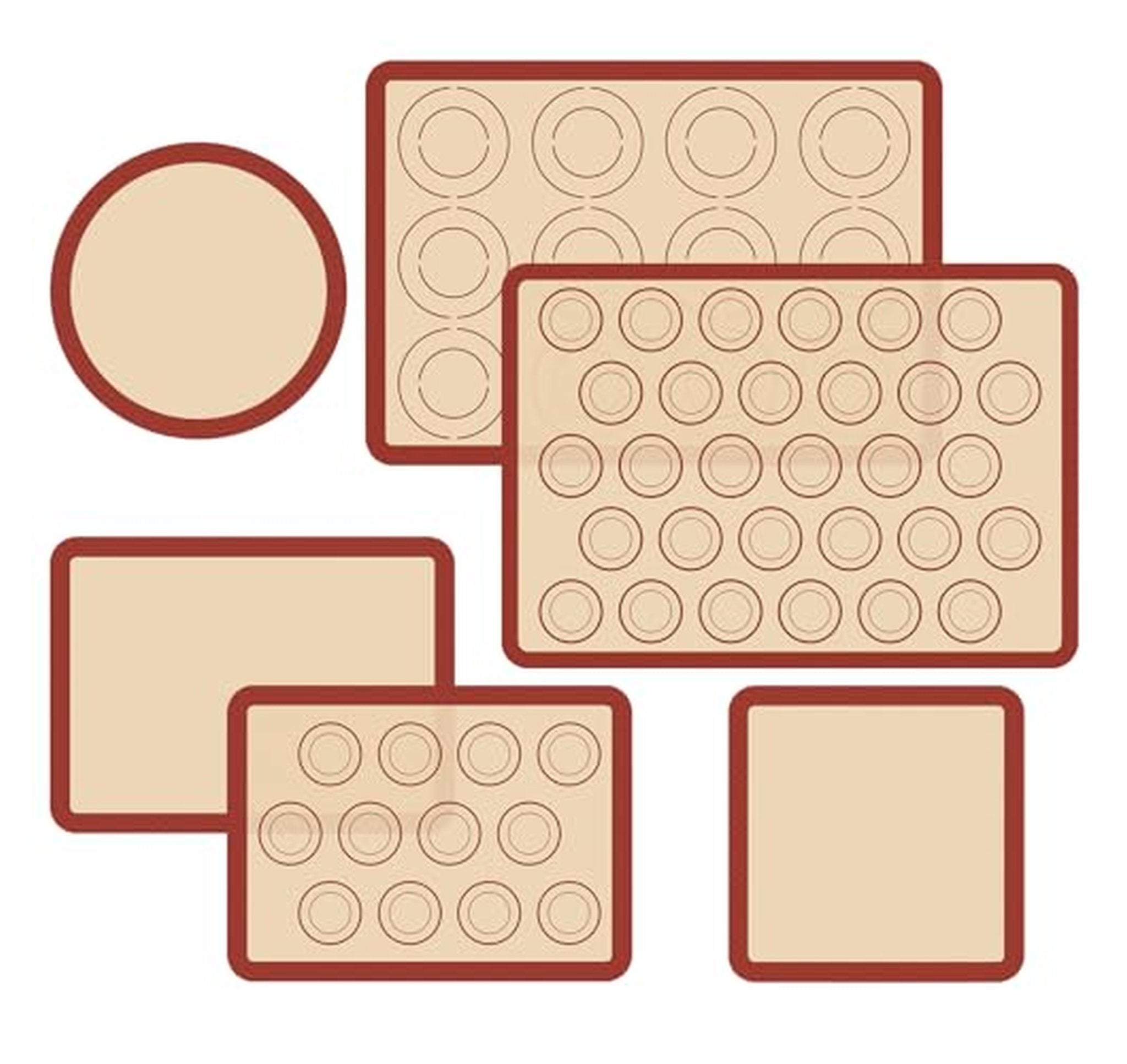 6 Pack Nonstick Reusable Silicone Baking Mats