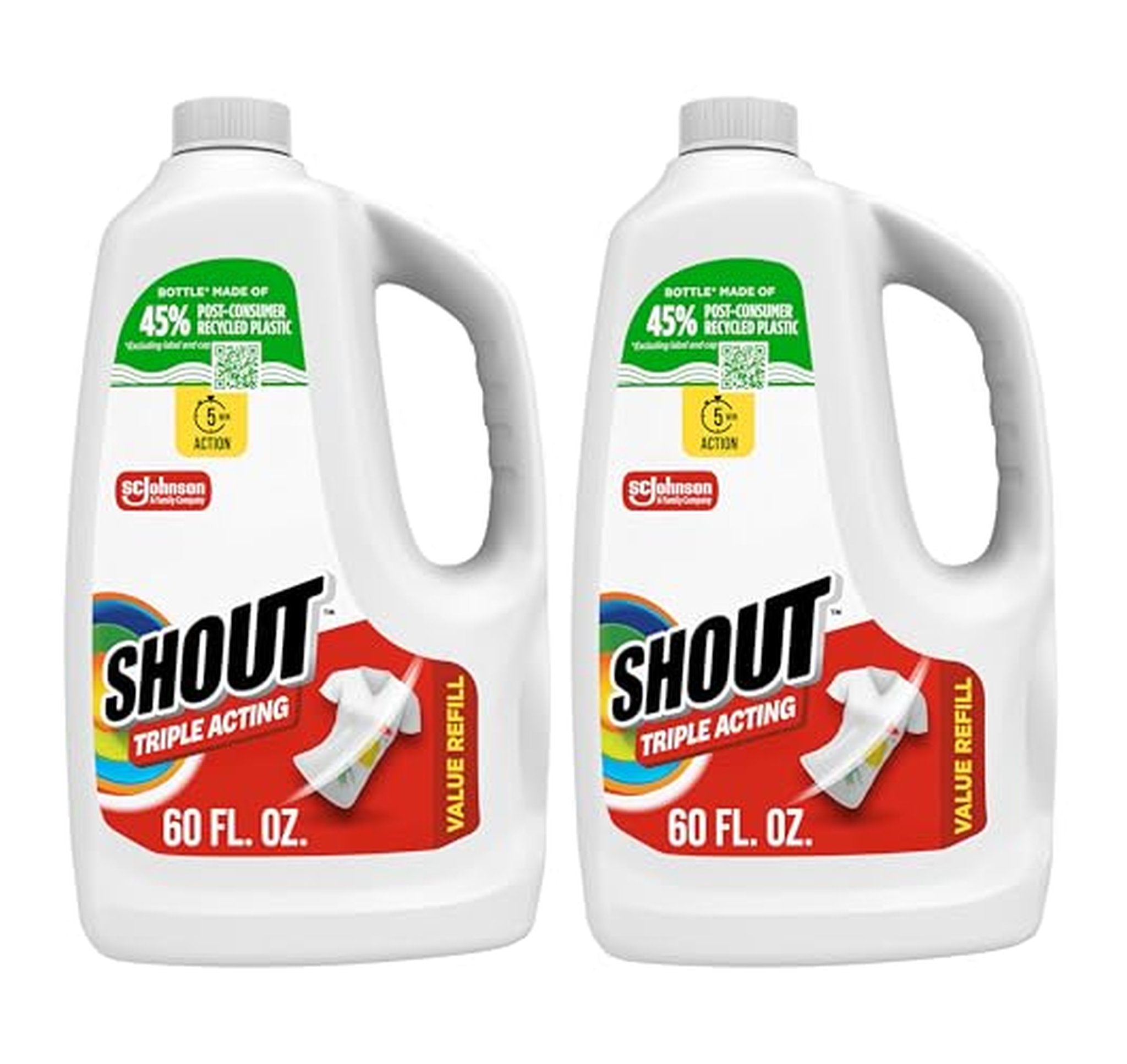 2 Pack Shout Enzyme Laundry Stain Remover Refill 60oz