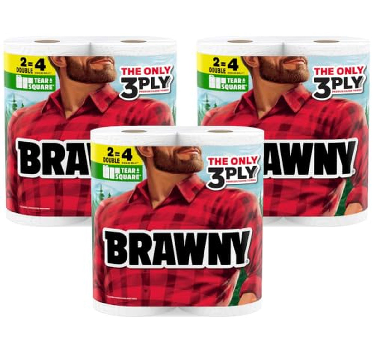 6 Pack Brawny Tear-A-Square 3-Ply Paper Towels