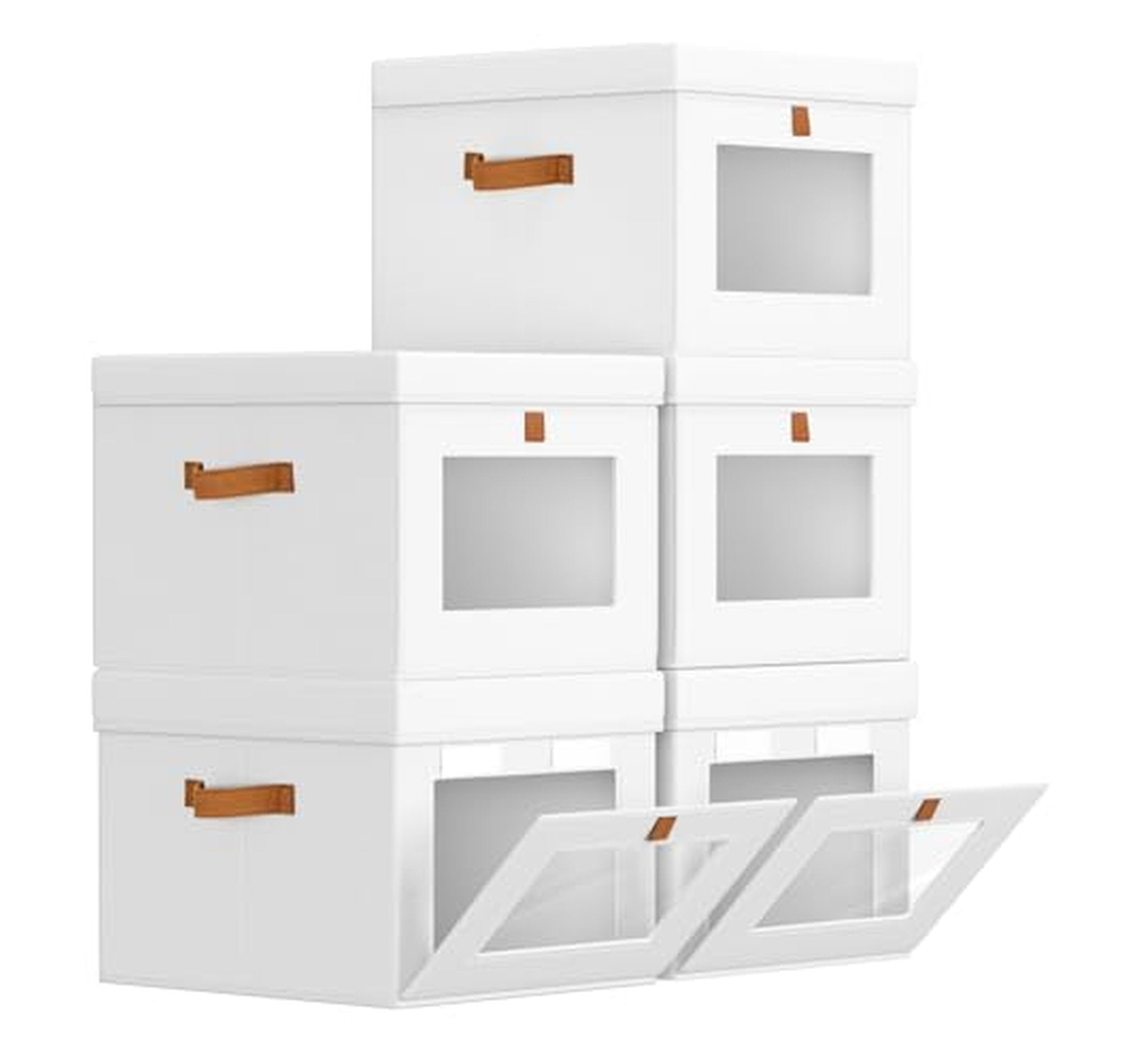 5 Pack Foldable Stackable Closet Storage Bins with Lids