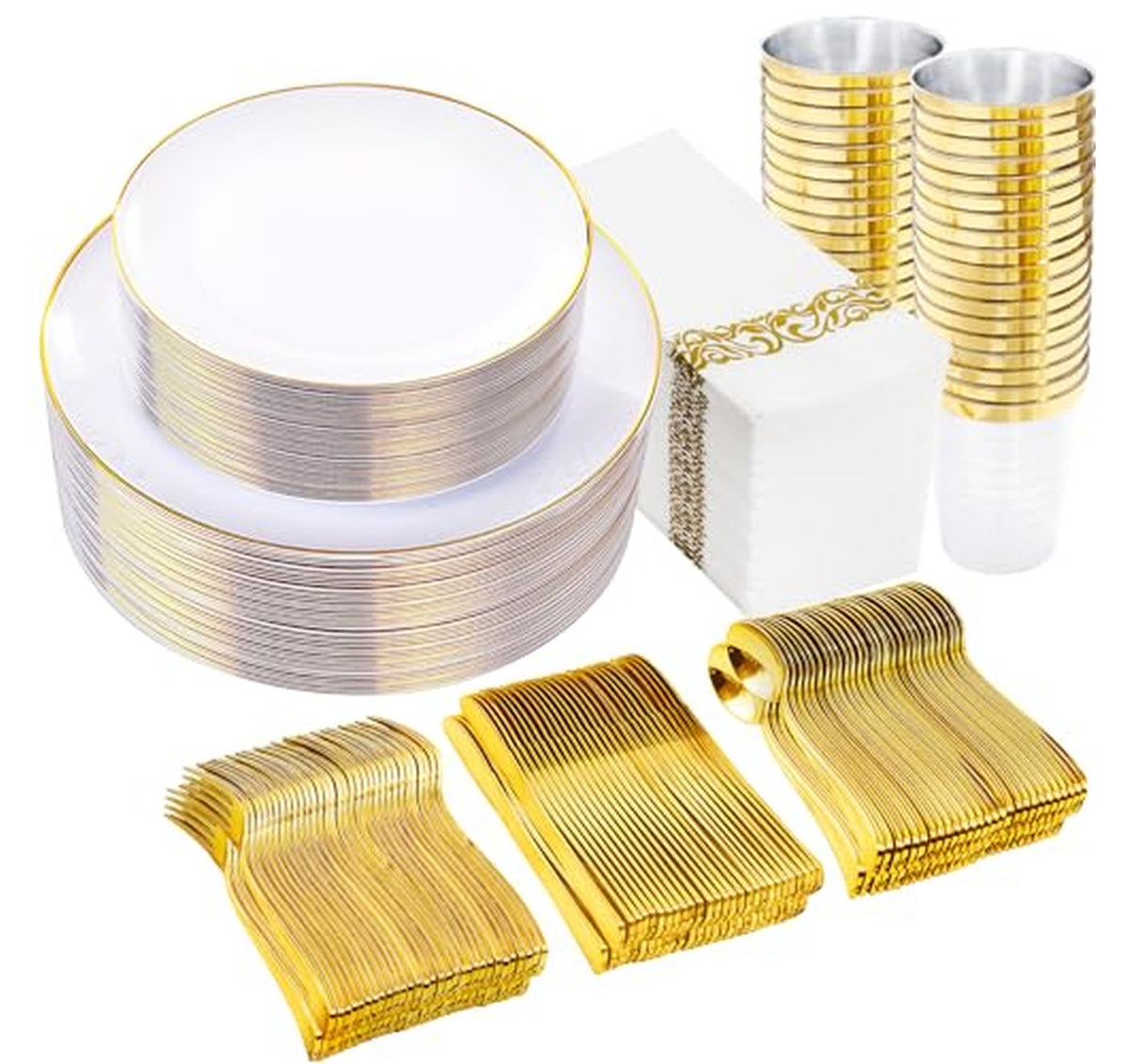 350 Count Elegant Plastic Dinnerware Set