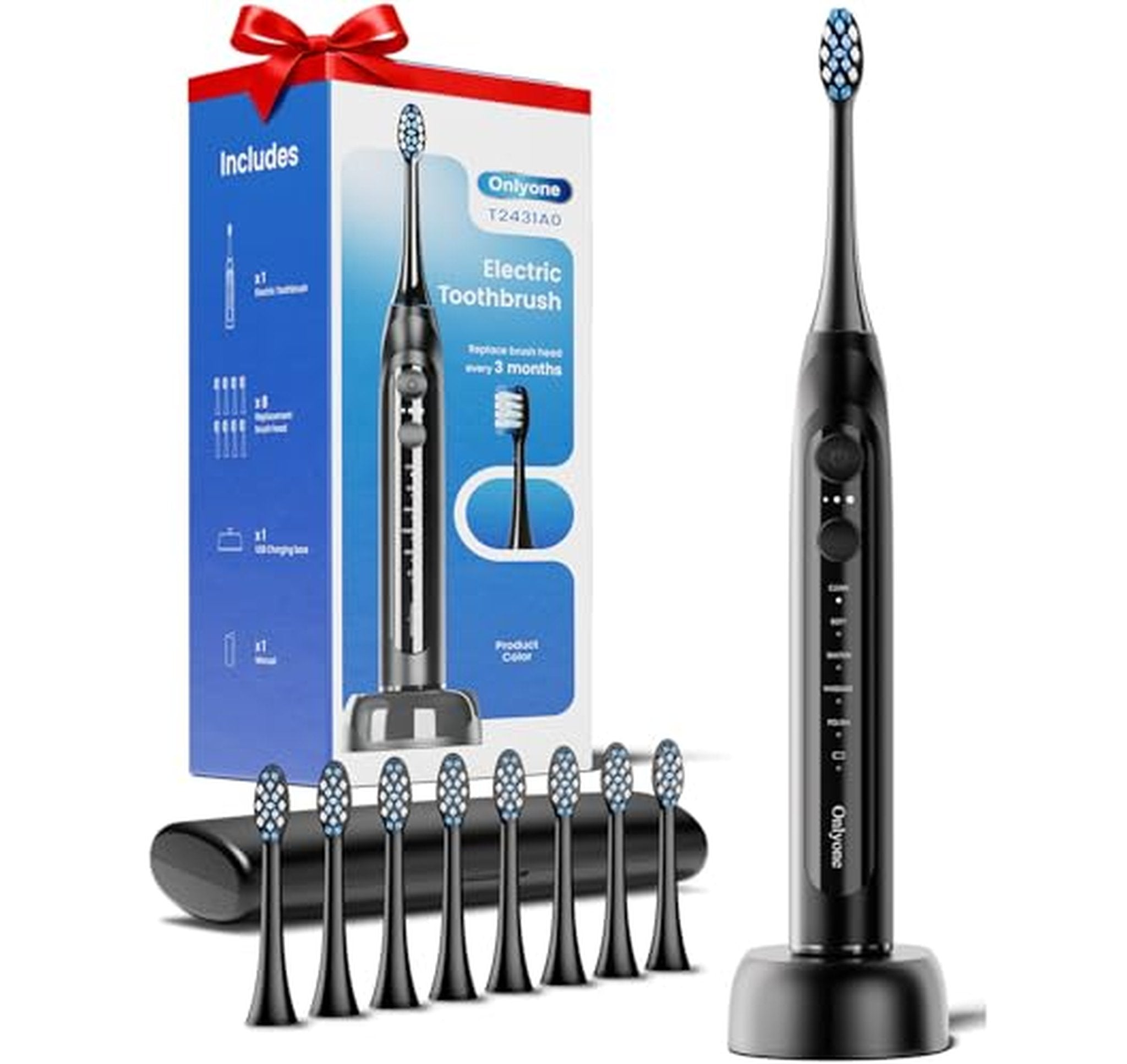 Rechargeable Ultrasonic Electric Toothbrush with 8 Brush Heads