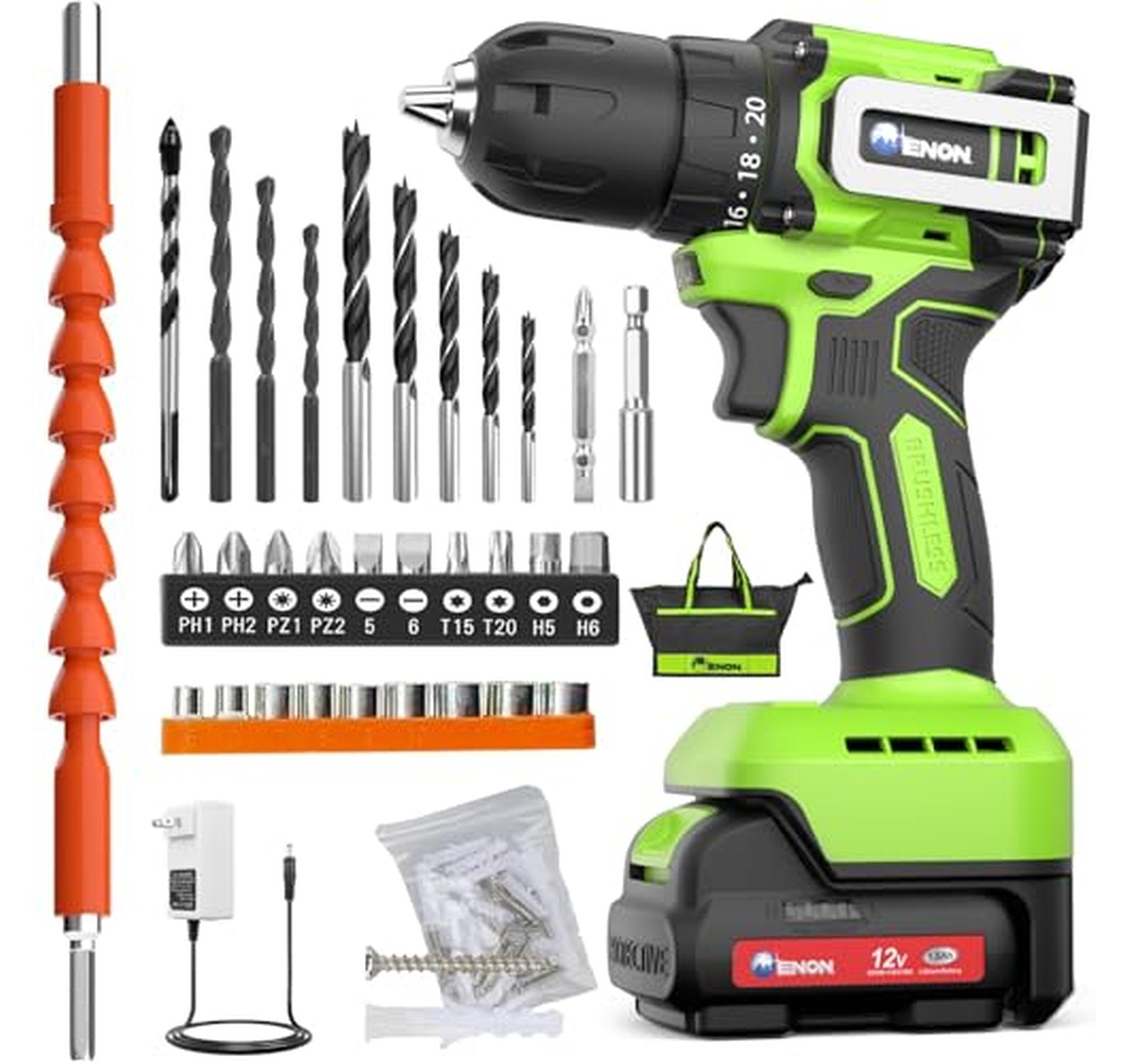 12V Brushless Cordless Power Drill with Battery