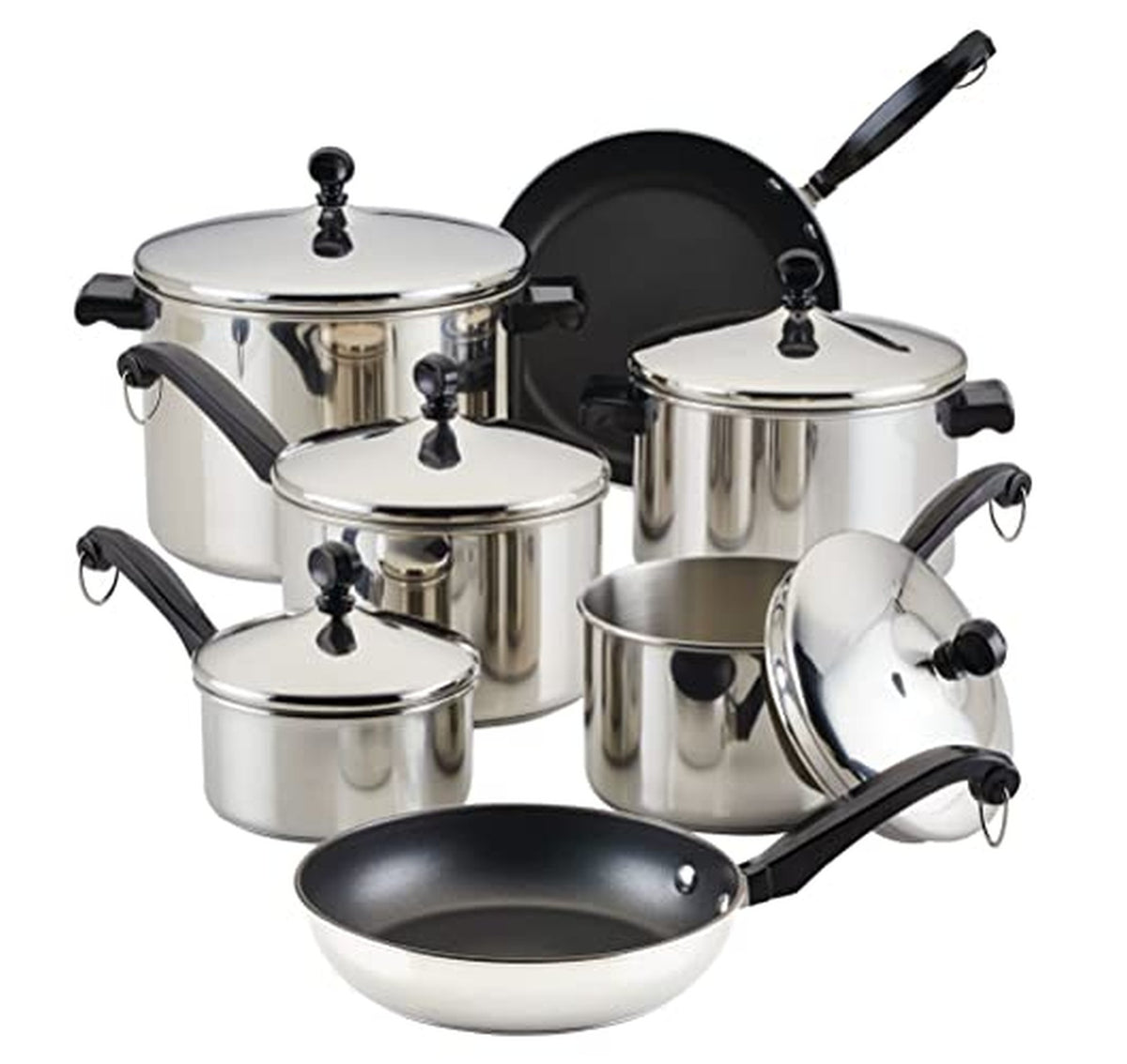 Farberware 15-Piece Stainless Steel Pots and Pans Set