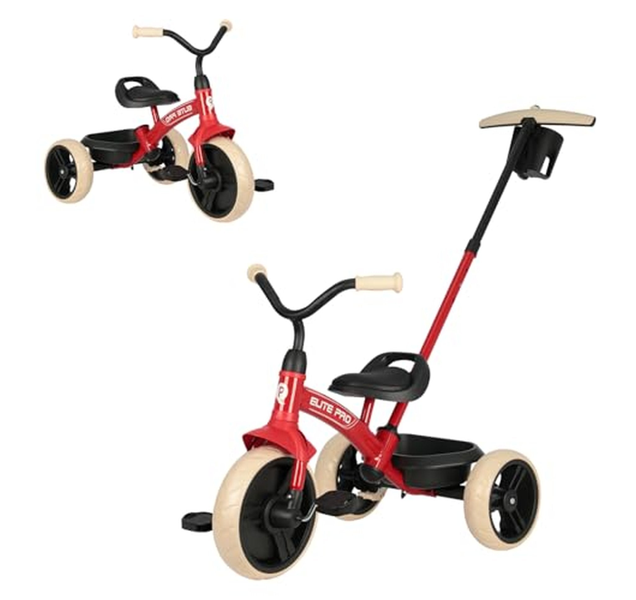 2-in-1 Toddler Tricycle with Parent Push Handle