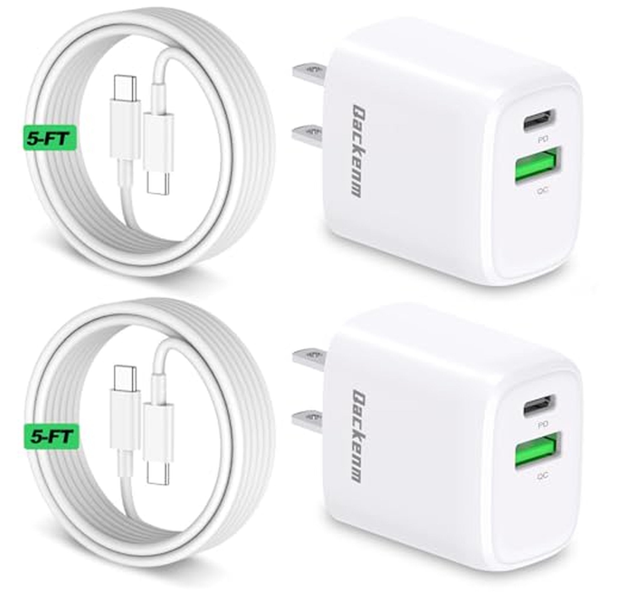2 Pack 20W Dual Port USB C Charger Block