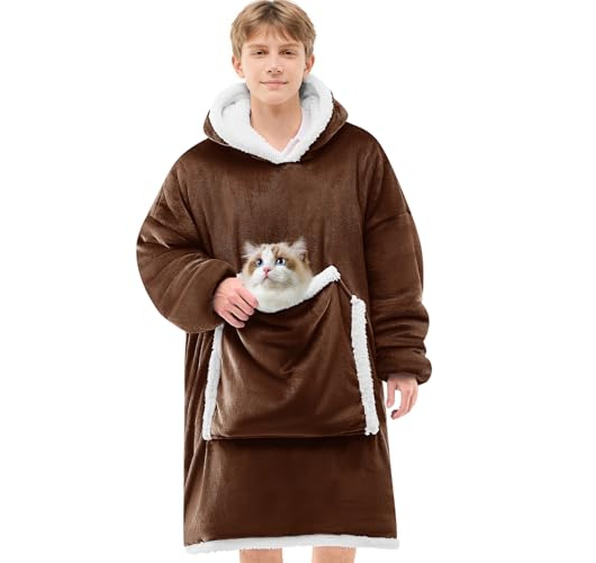 Oversized Wearable Sherpa Blanket Hoodie with Pocket
