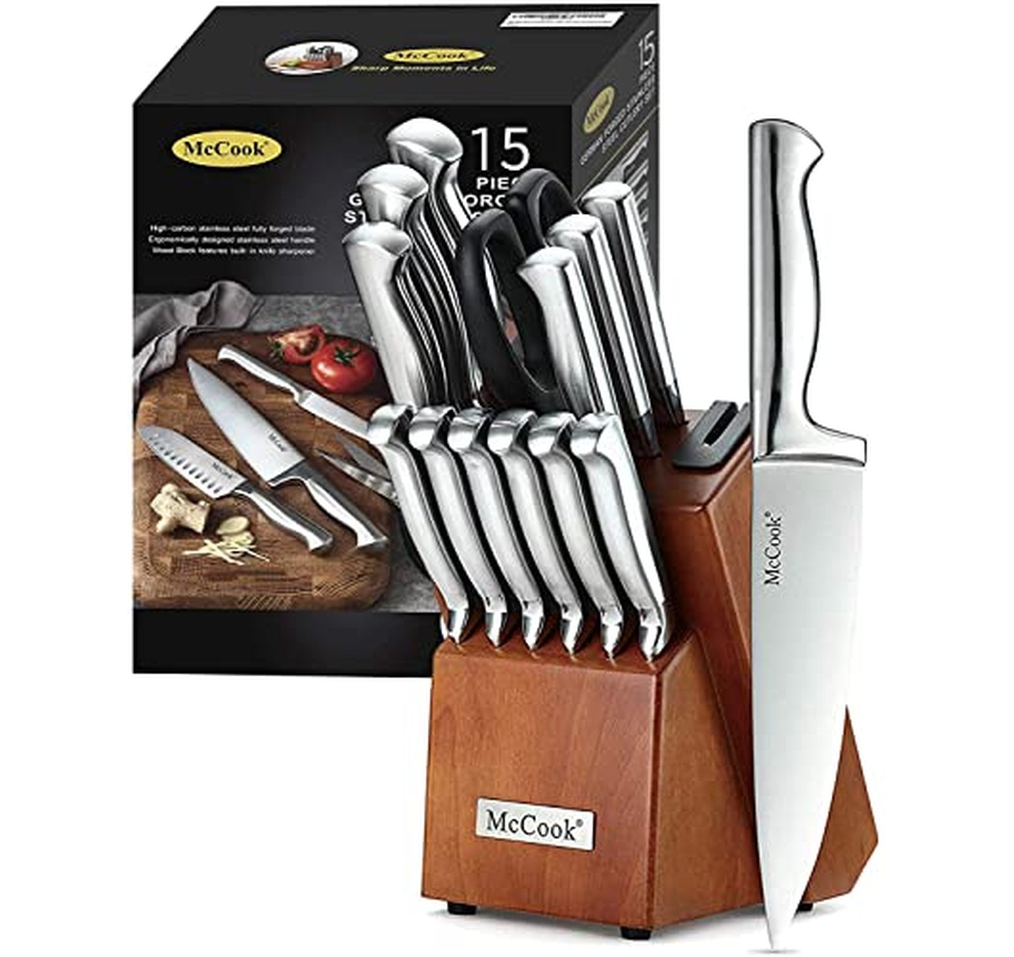 McCook German Stainless Steel Kitchen Knife Block Set