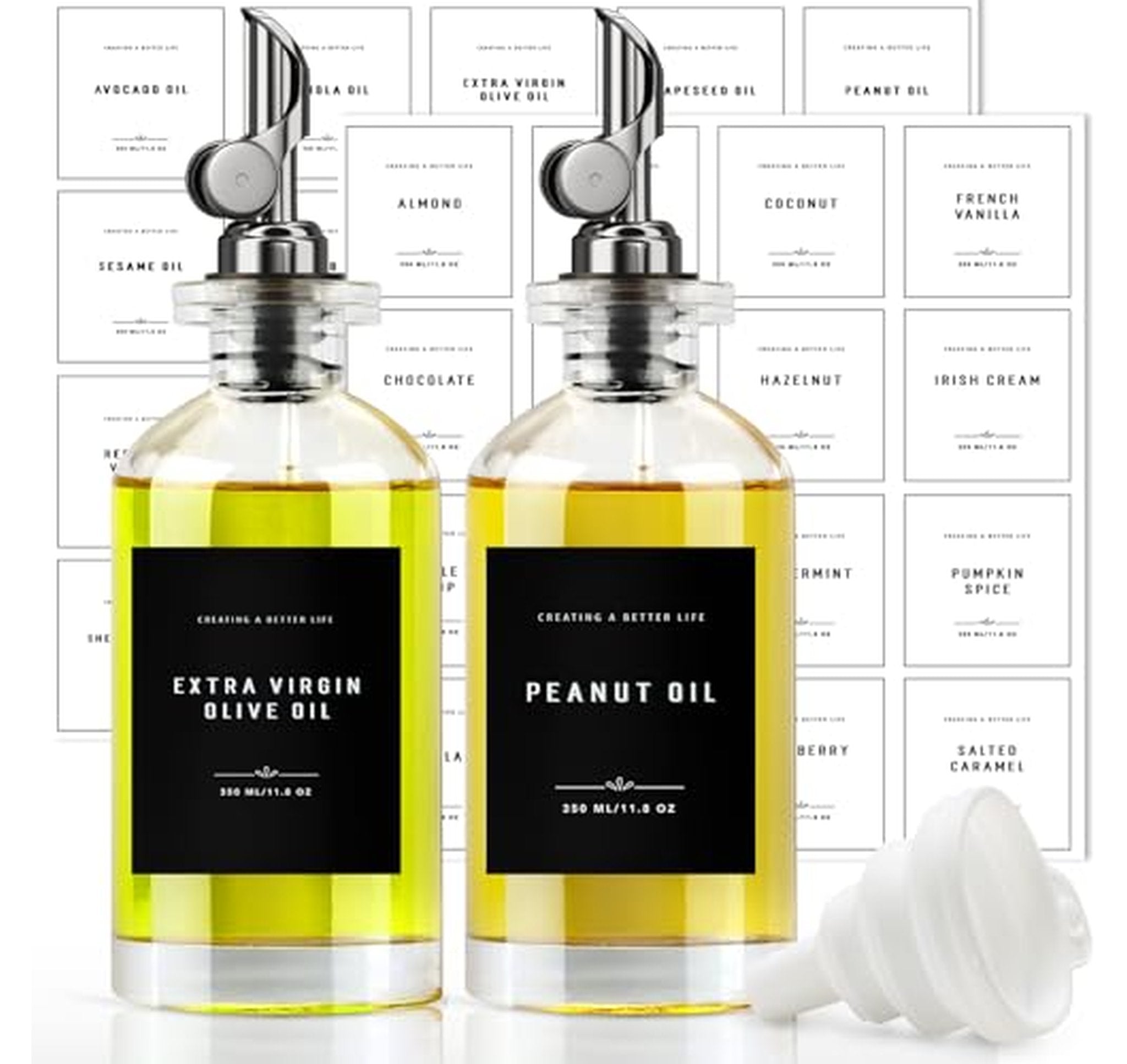 Oil and Vinegar Dispenser Bottles with Tray