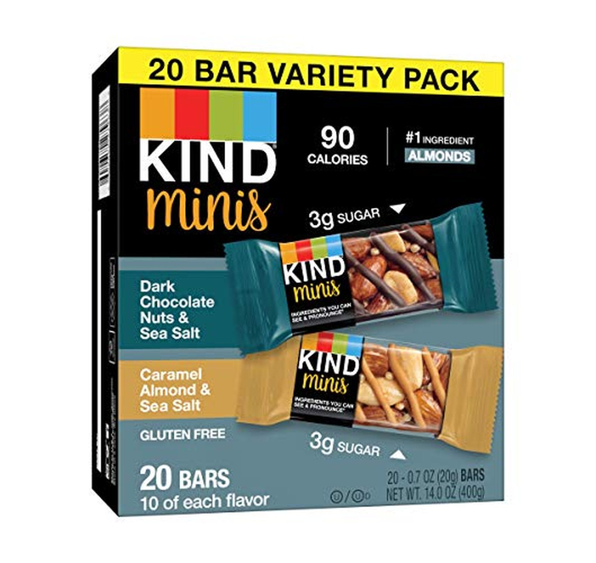 20 Count KIND Minis Gluten Free Snack Bars Variety