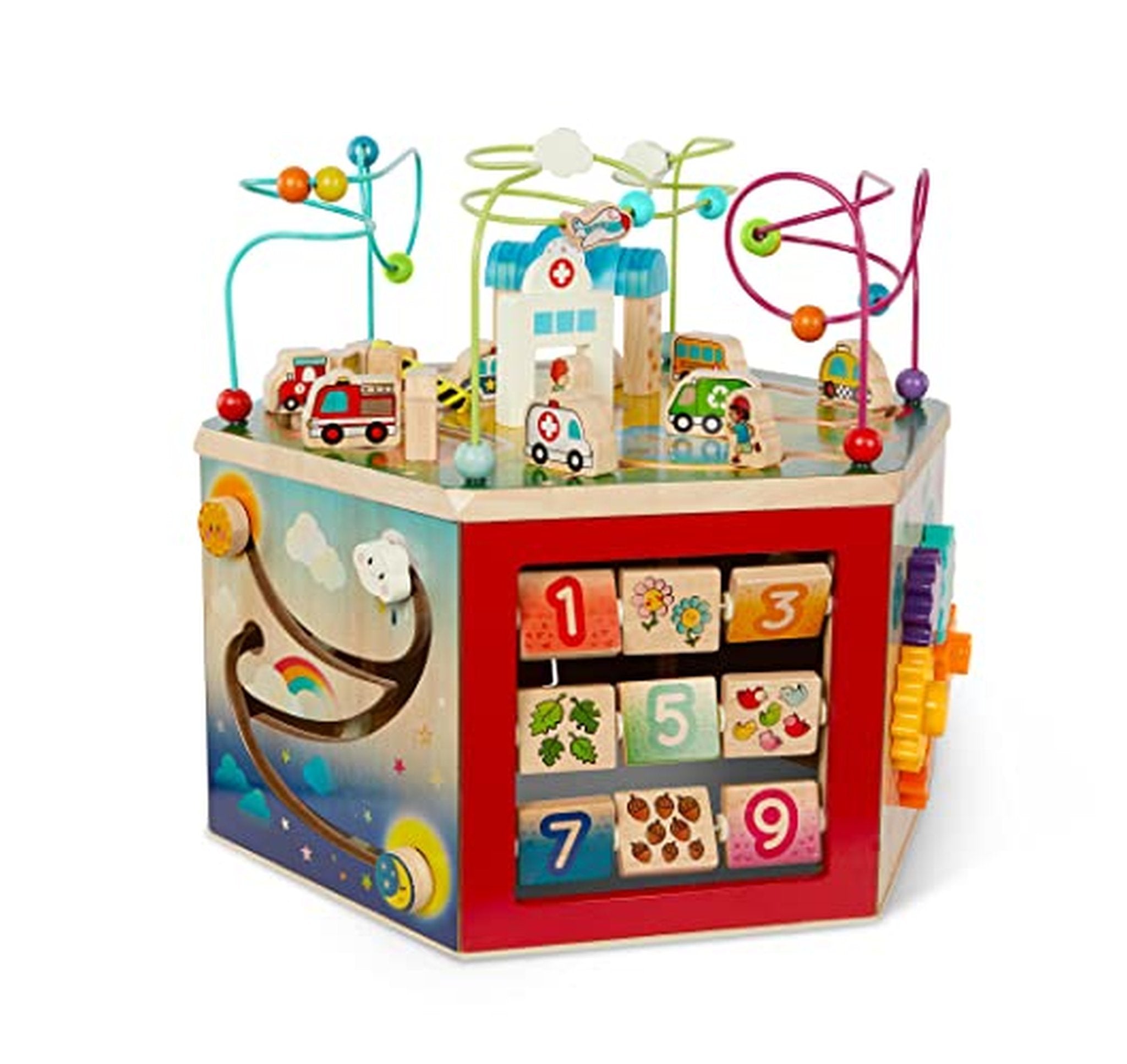 Battat Wooden 7-Sided Activity Cube Toy