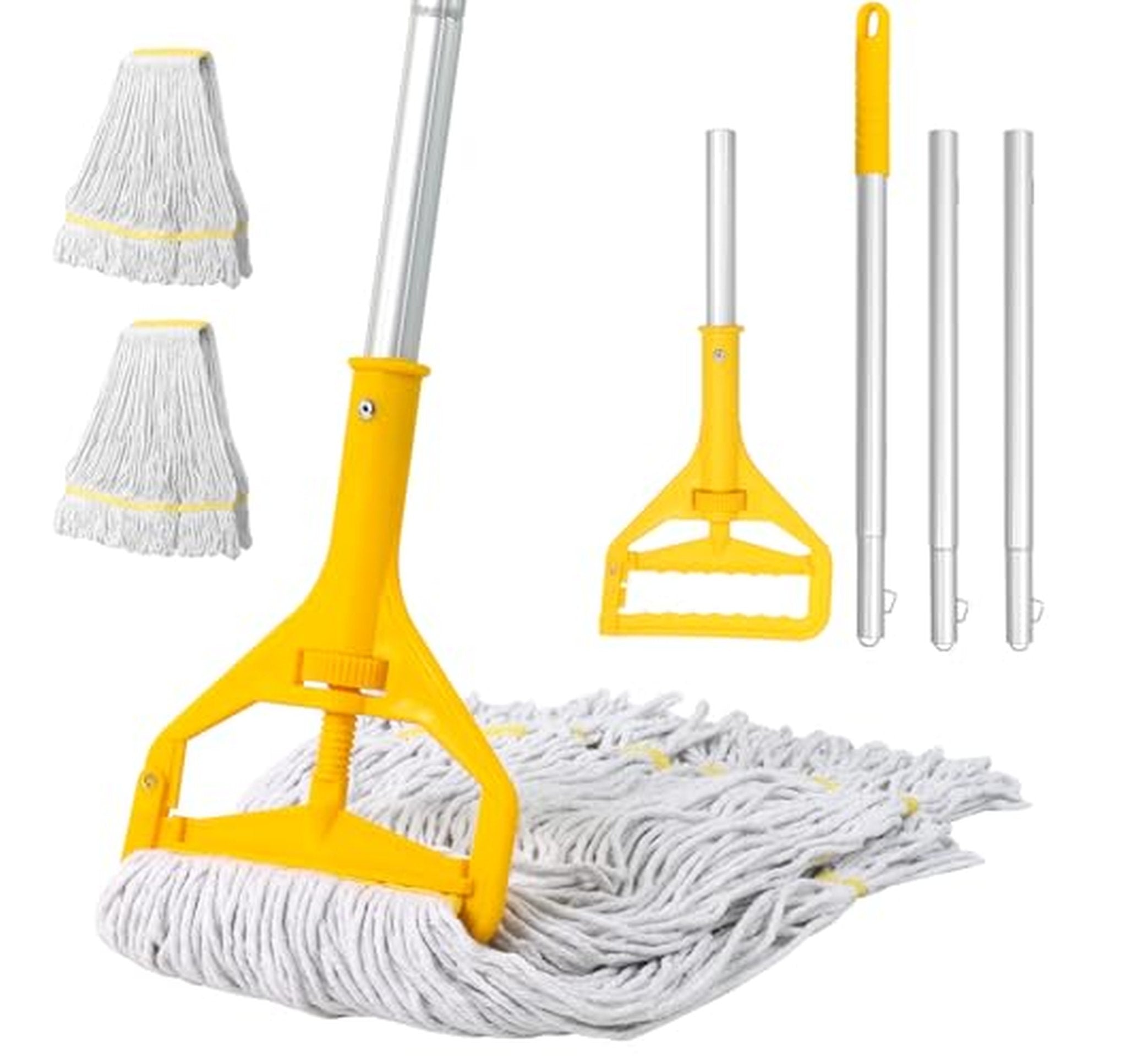 Heavy Duty Commercial Cotton Mop Set with 3 Extra Large Cotton Looped Heads