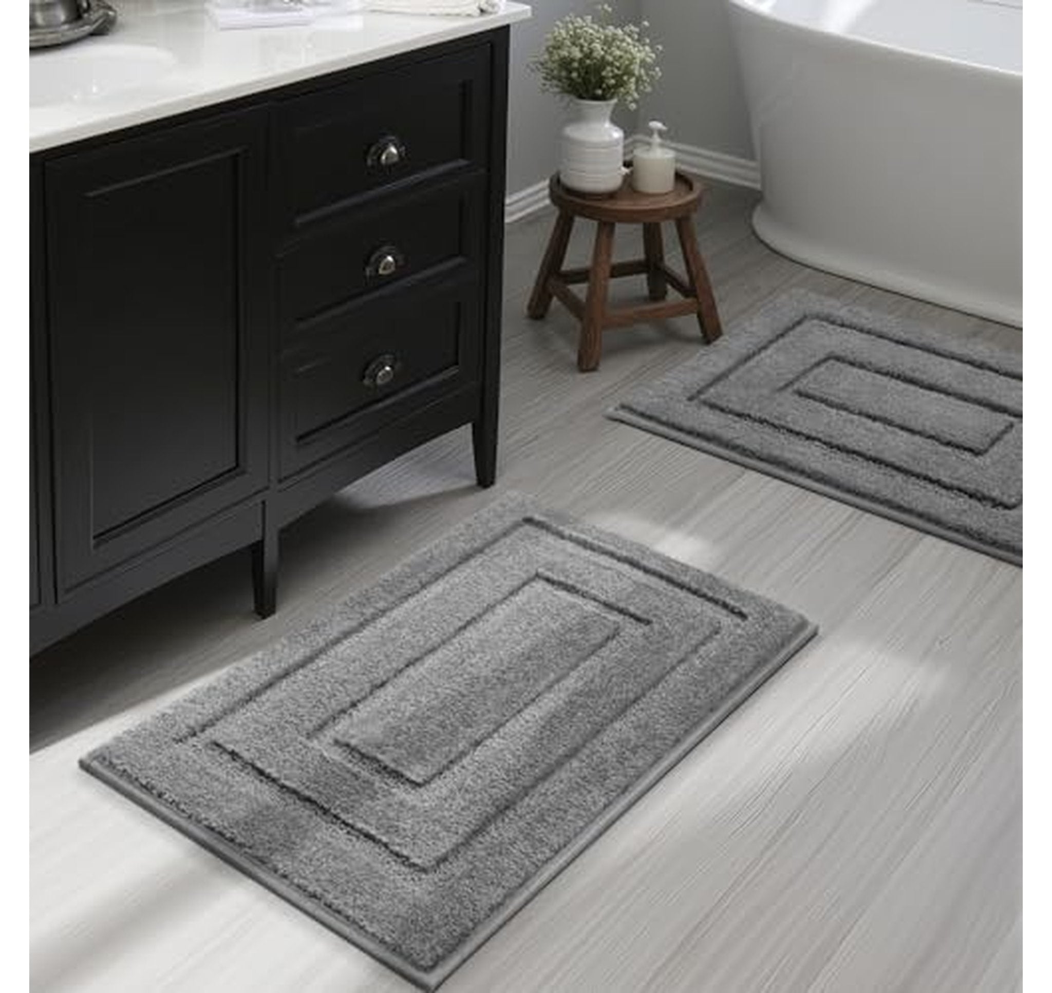 2 Piece Non Slip Absorbent Bathroom Rug Set