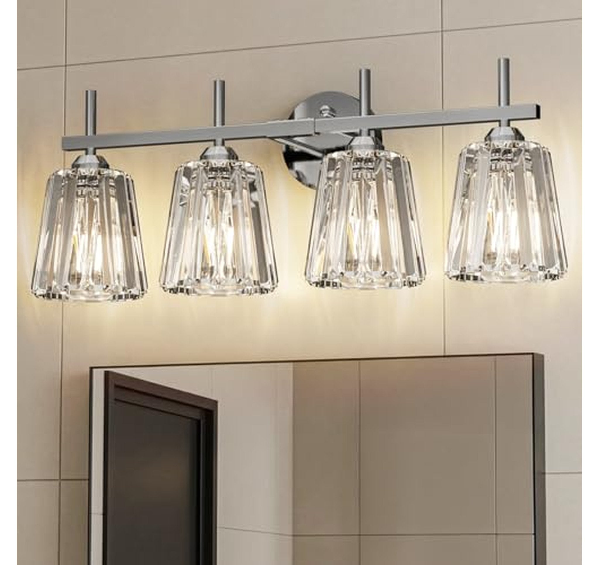 4-Light Crystal Bathroom Vanity Light Fixture Over Mirror