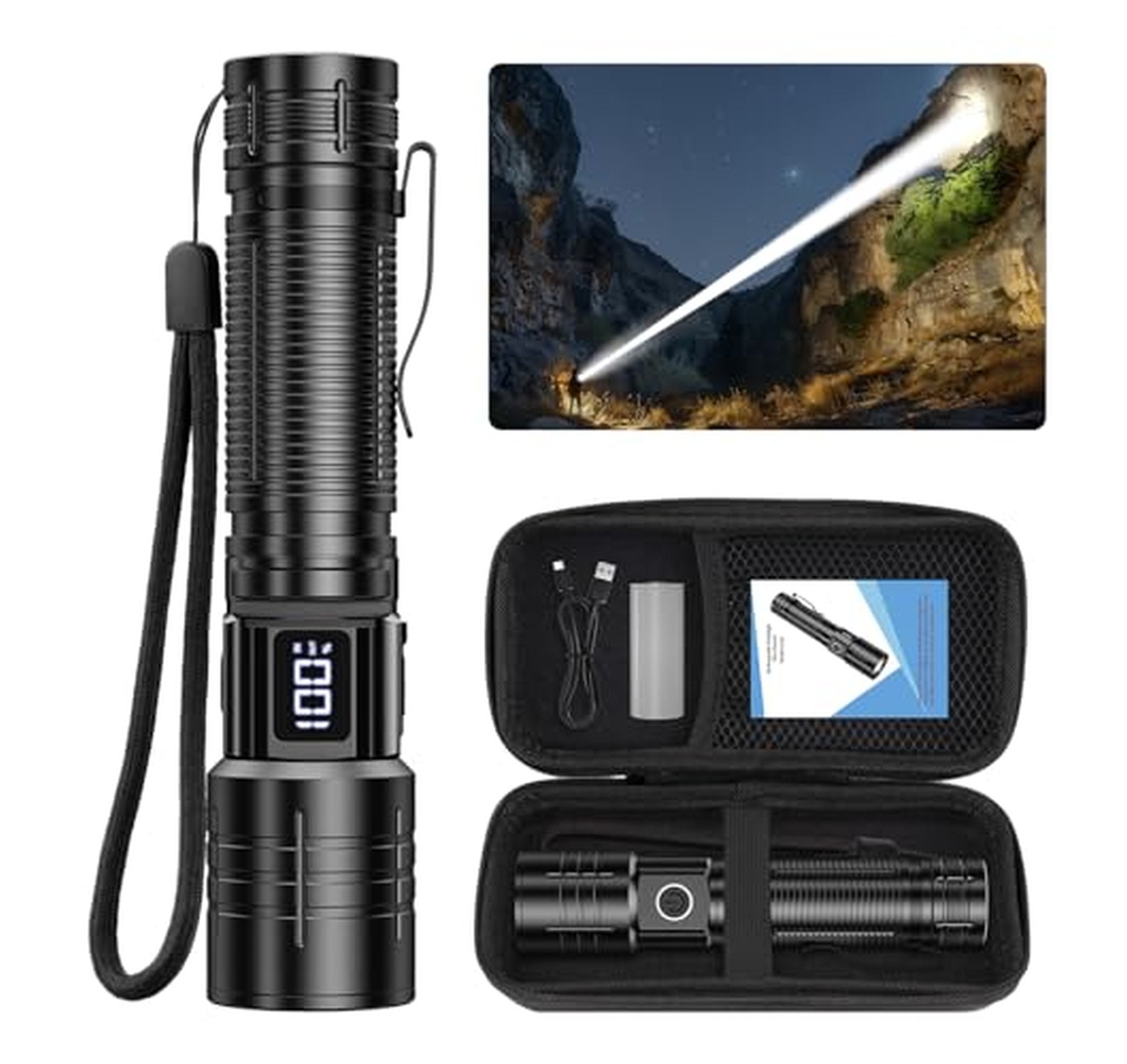 Rechargeable High Lumens Zoomable LED Tactical Flashlight