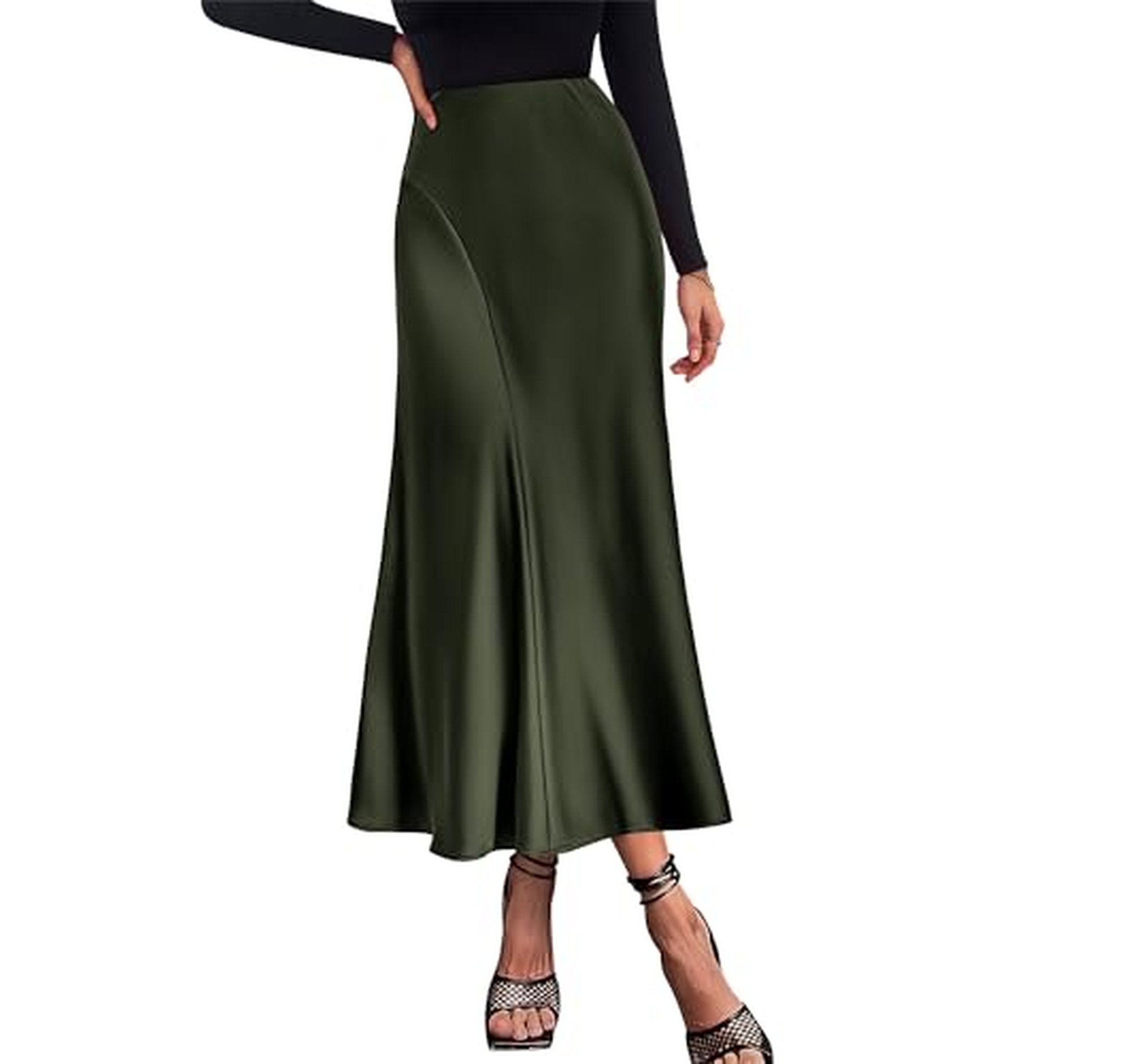 High Waisted Satin A-Line Maxi Skirt (8 Colors)
