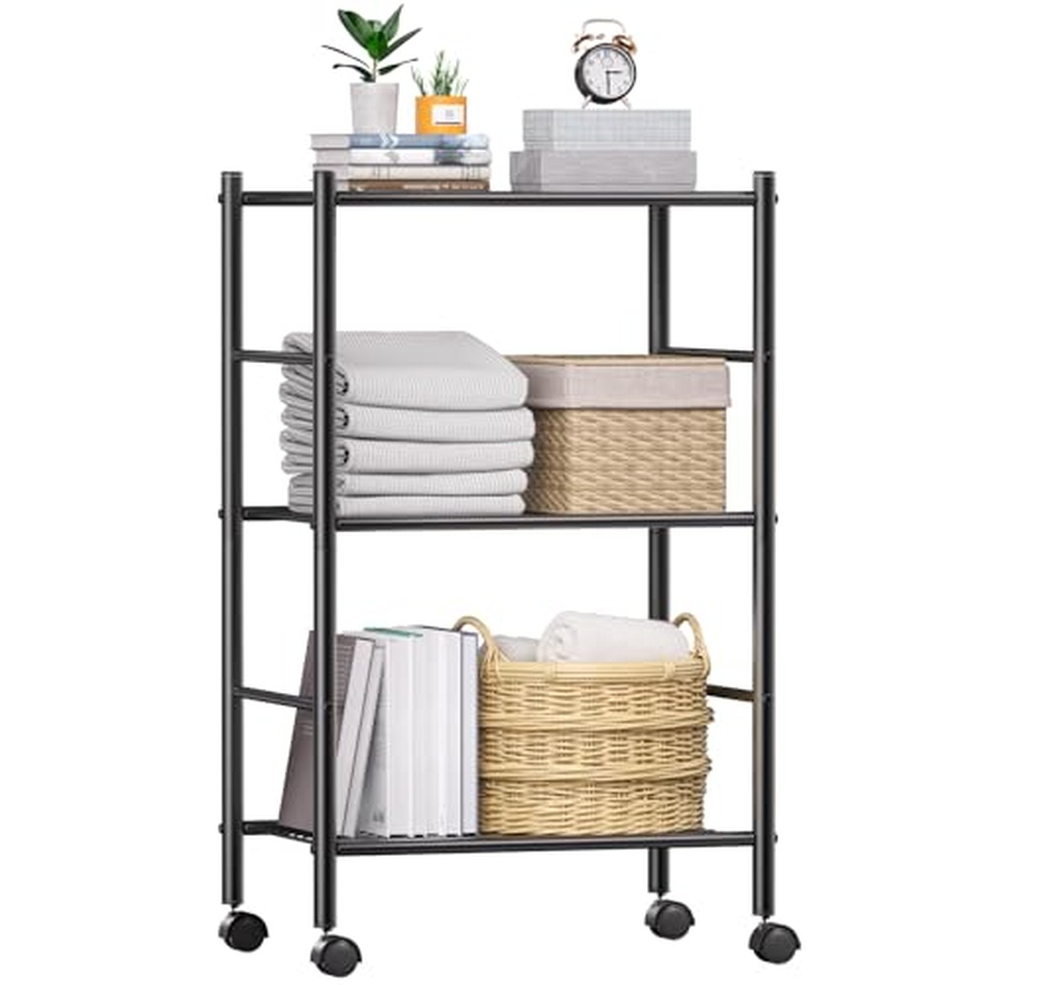 3 Tier Rolling Metal Storage Shelf Organizer