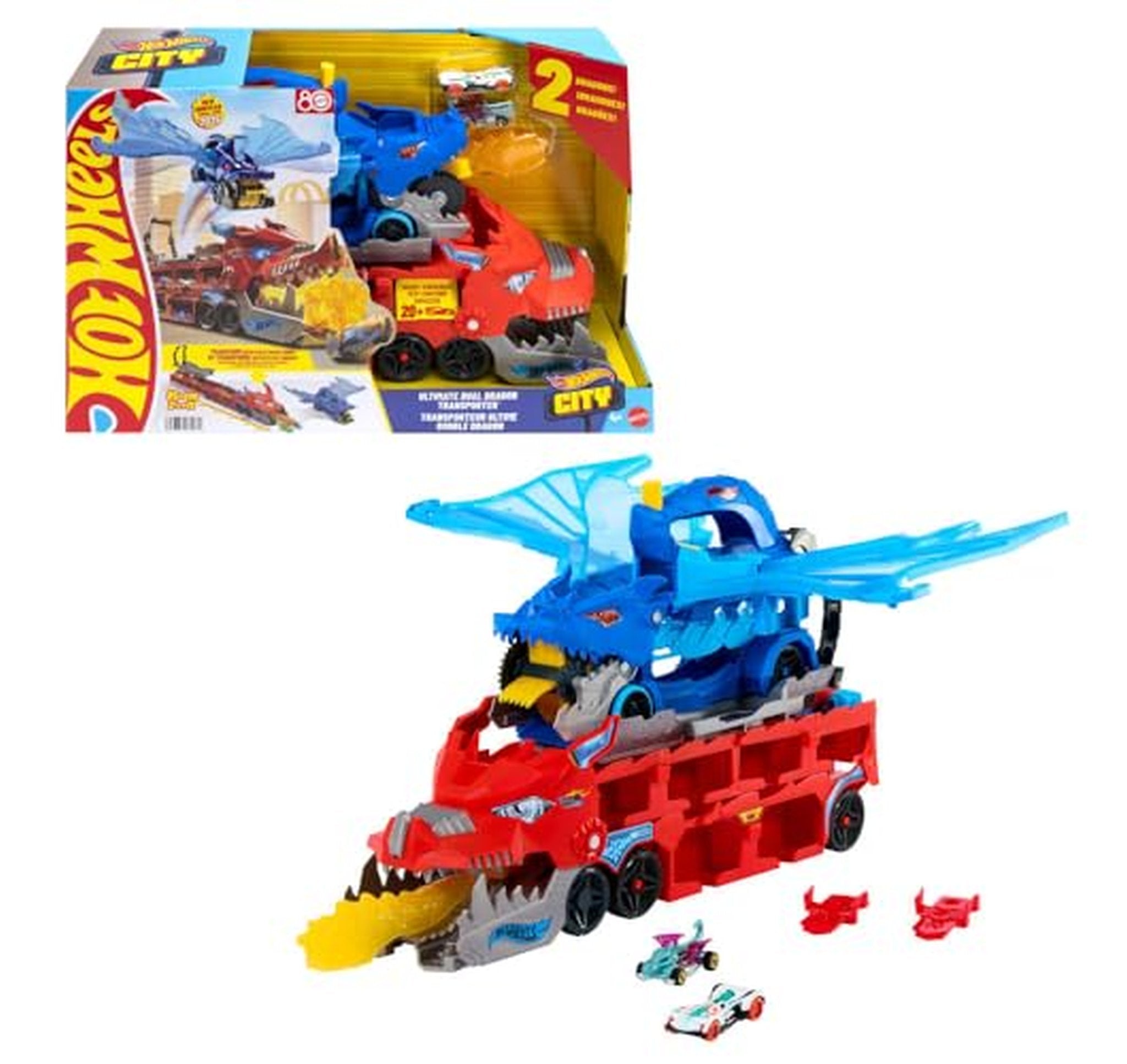 Hot Wheels City Dual Dragon Transporter Toy Car Track Set