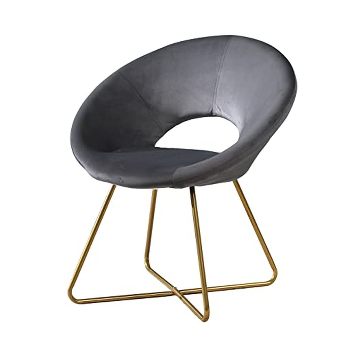 Velvet Upholstered Accent Chair with Gold Metal Base