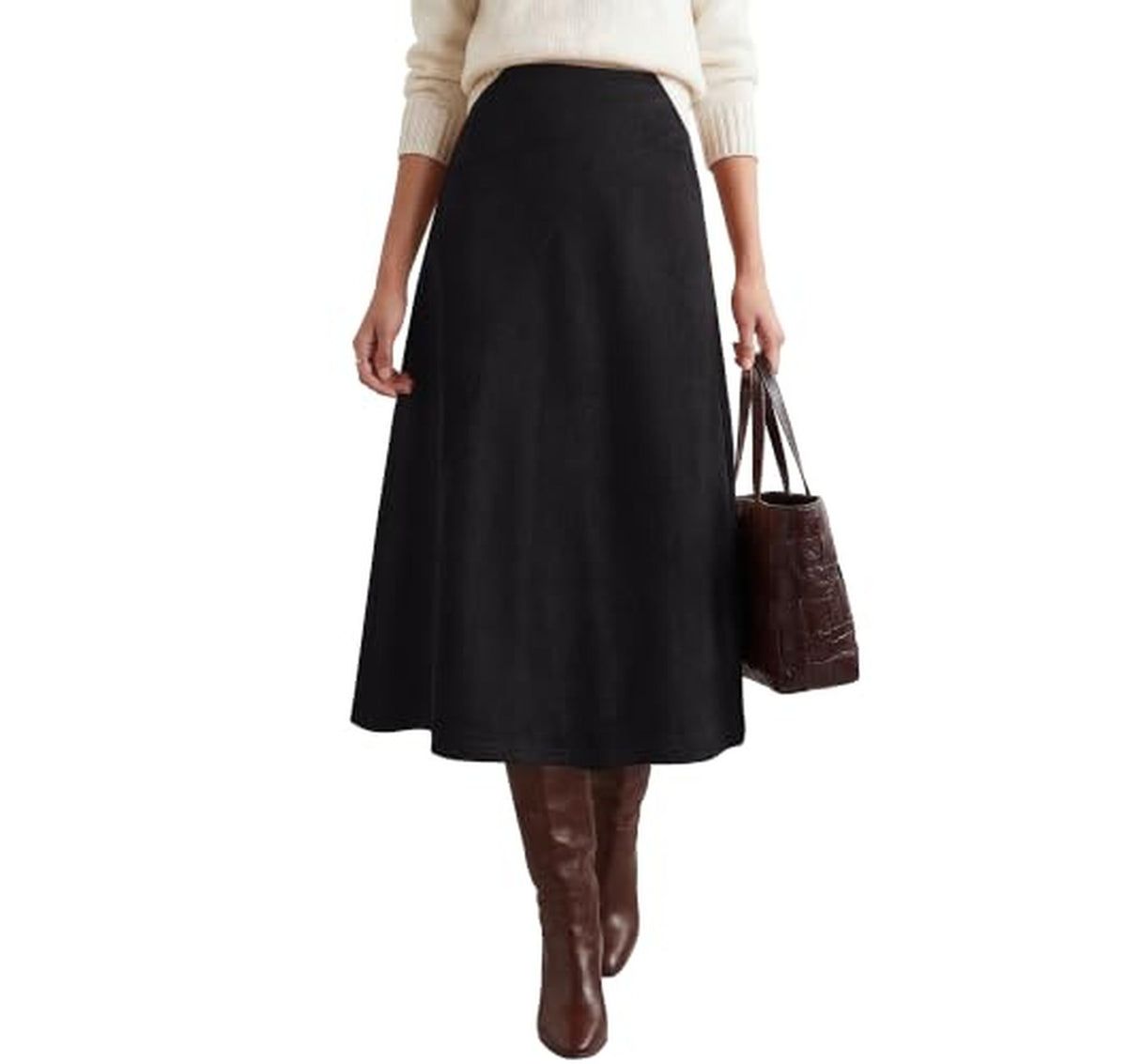 High Waist Faux Suede Midi Skirt (4 Colors)