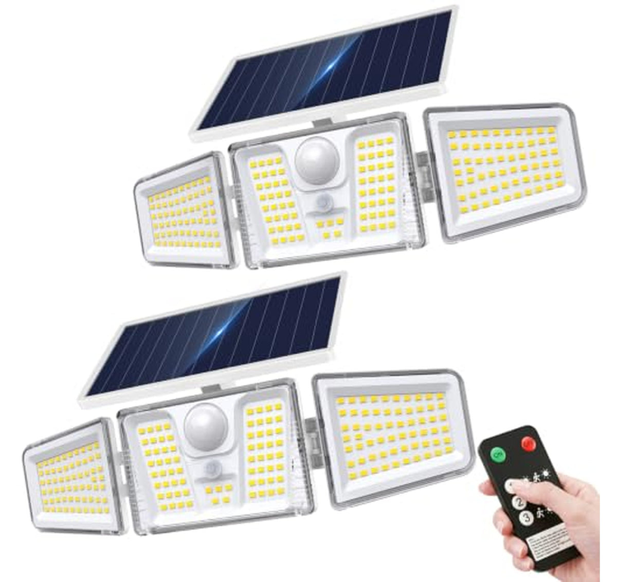 2 Pack Solar Motion Sensor Flood Lights with Remote