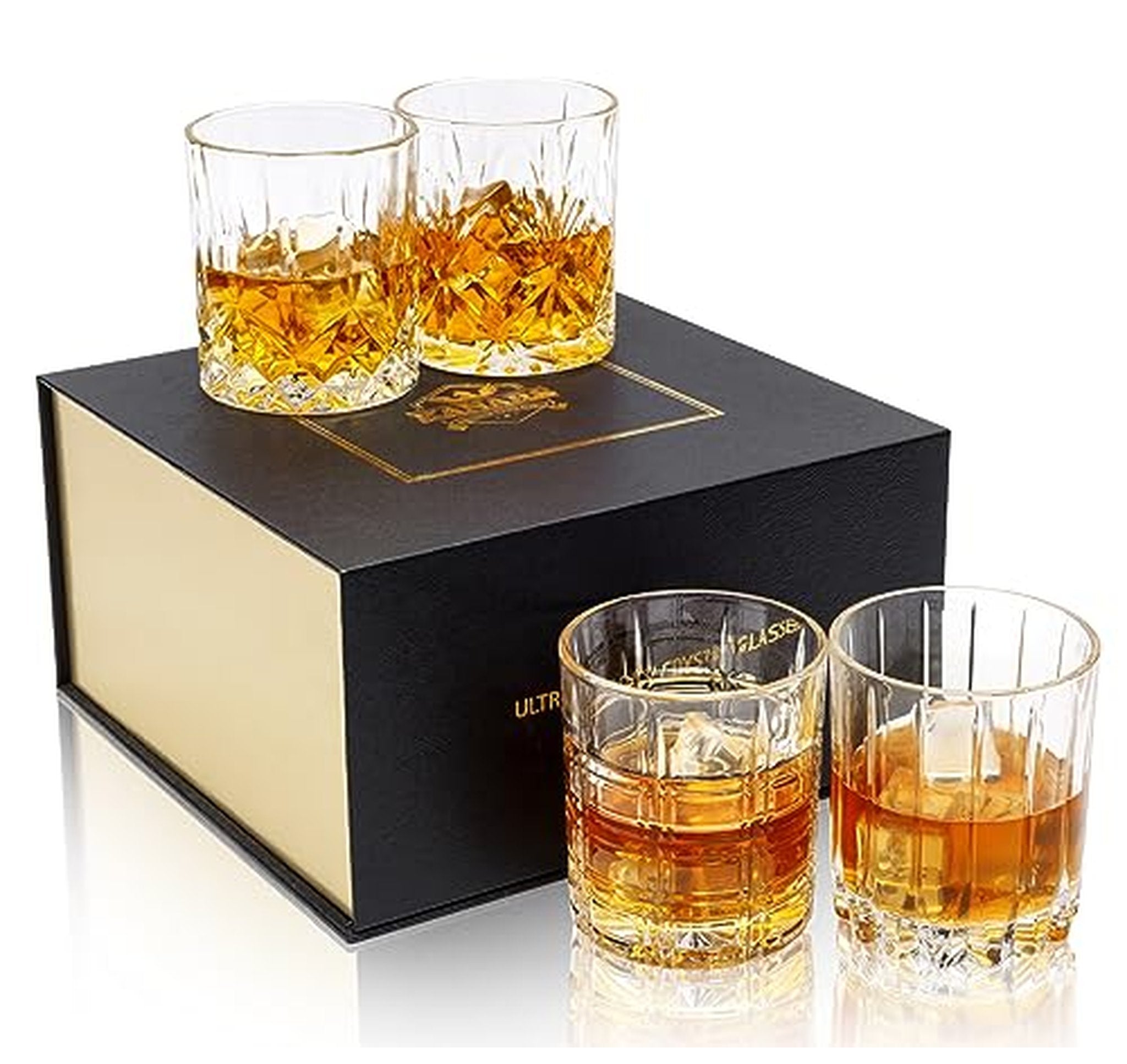 4 Pack Crystal Whiskey Rocks Glasses 10 oz