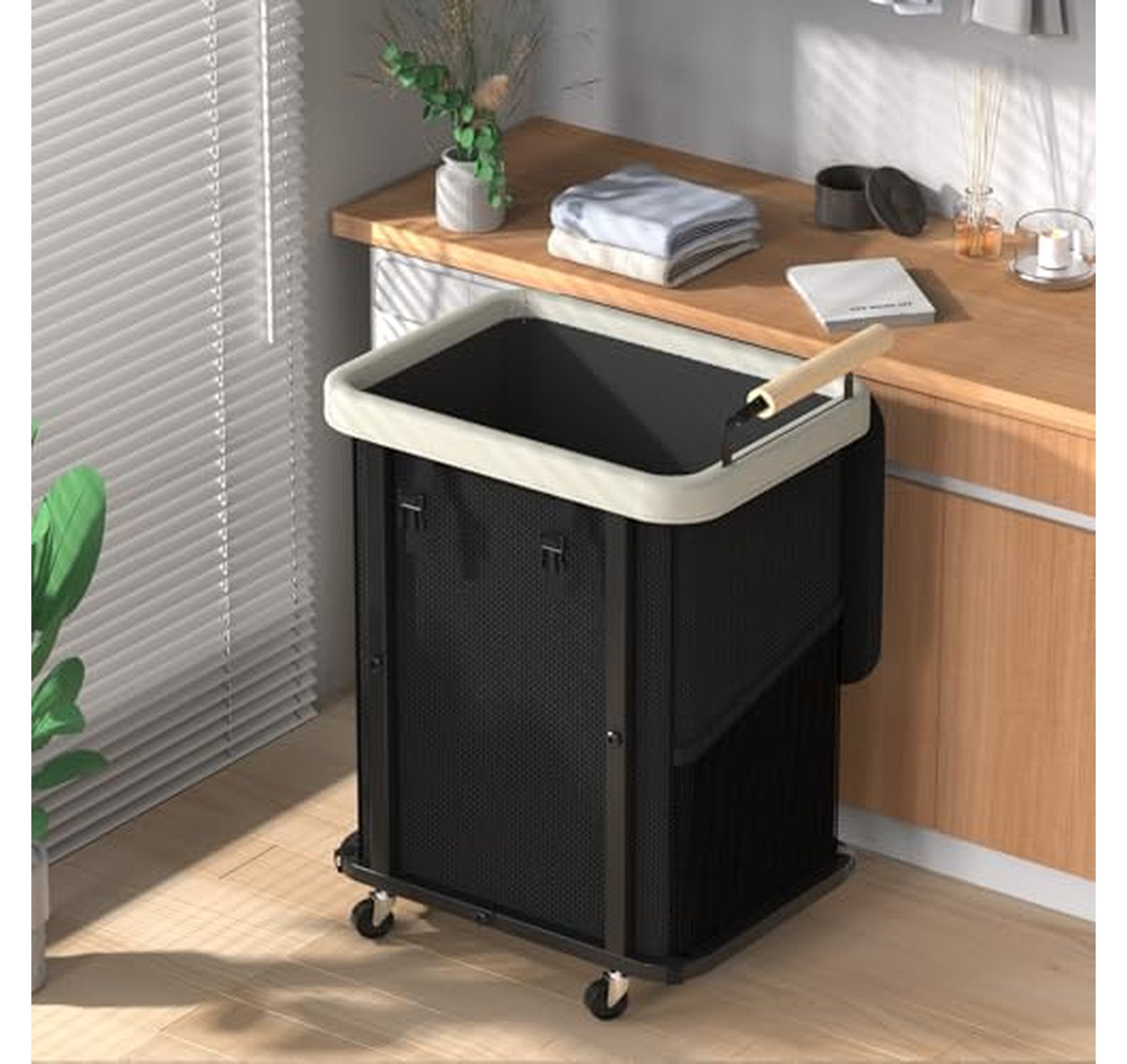 40 Gallon Rolling Laundry Hamper with Lid