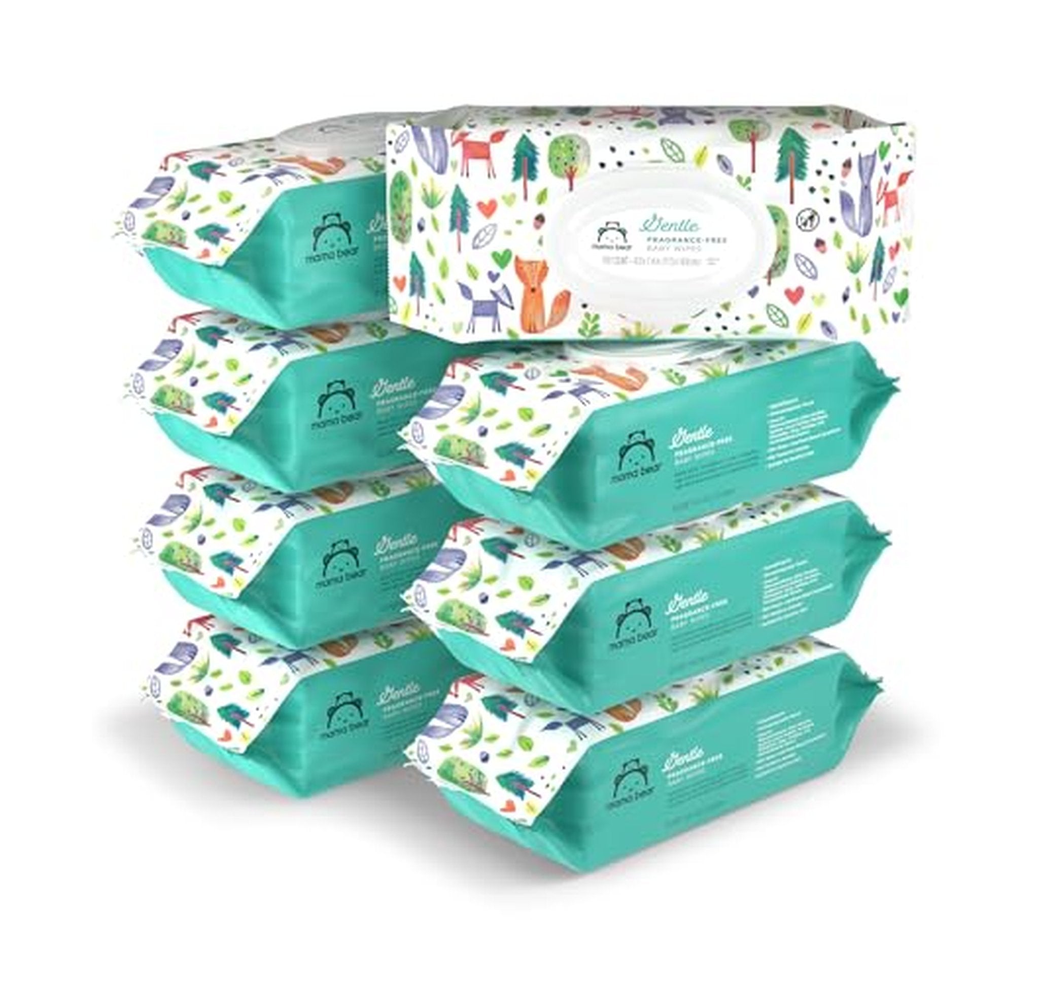 8 Pack Mama Bear Fragrance-Free Baby Wipes, 800 Count