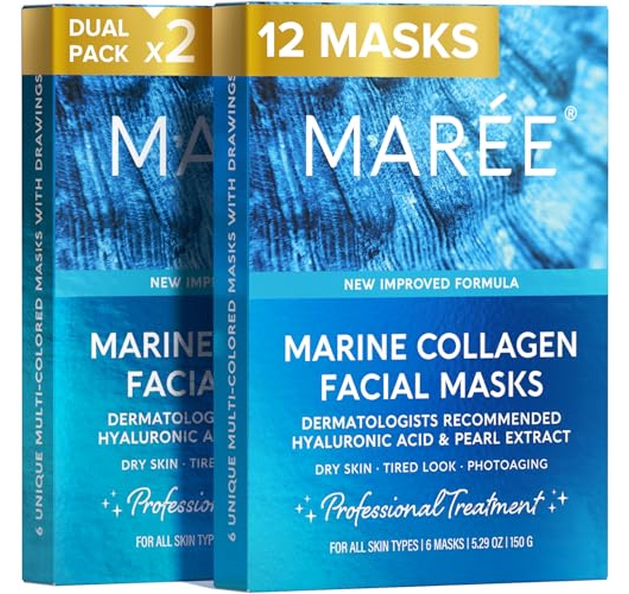 12 Count Hydrating Collagen Facial Sheet Masks