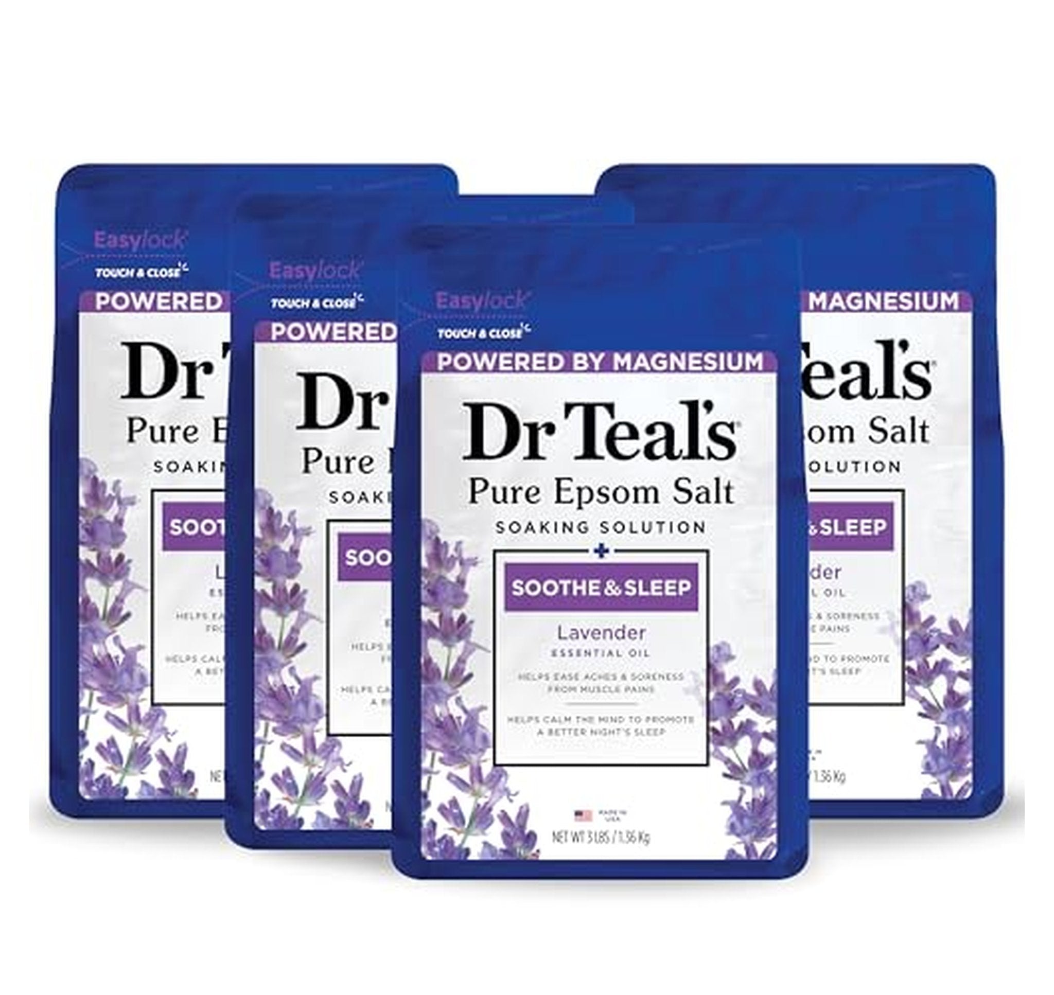 4 Pack Dr Teal's Epsom Salt Soak, Soothe & Sleep