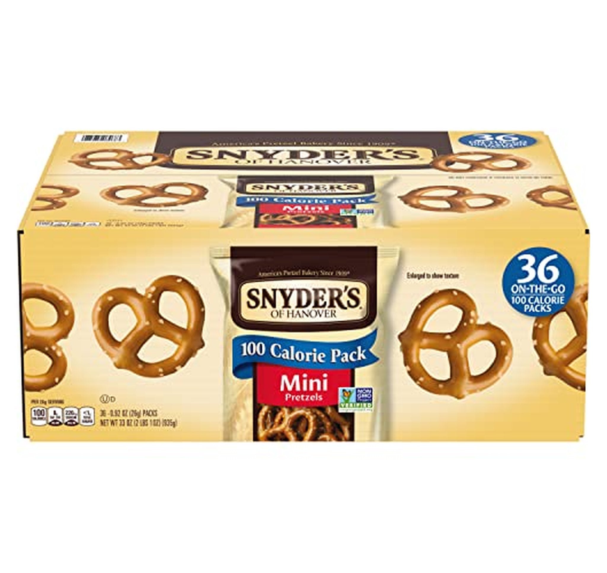 36 Pack Snyder's Mini Pretzels 100 Calorie Bags