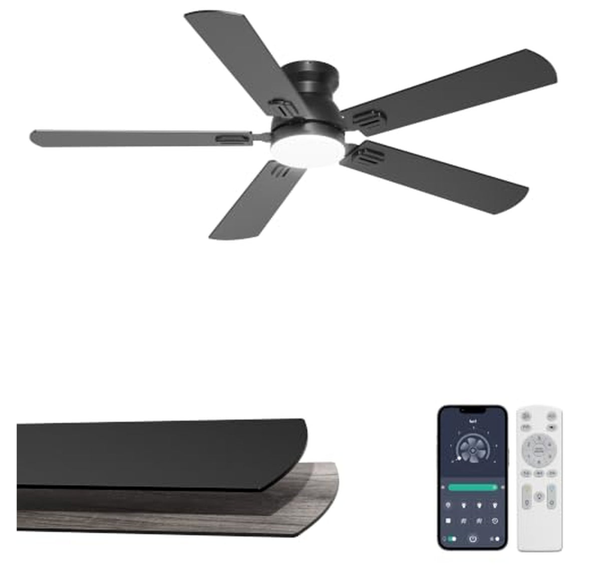 52-Inch Flush Mount Ceiling Fan with Light