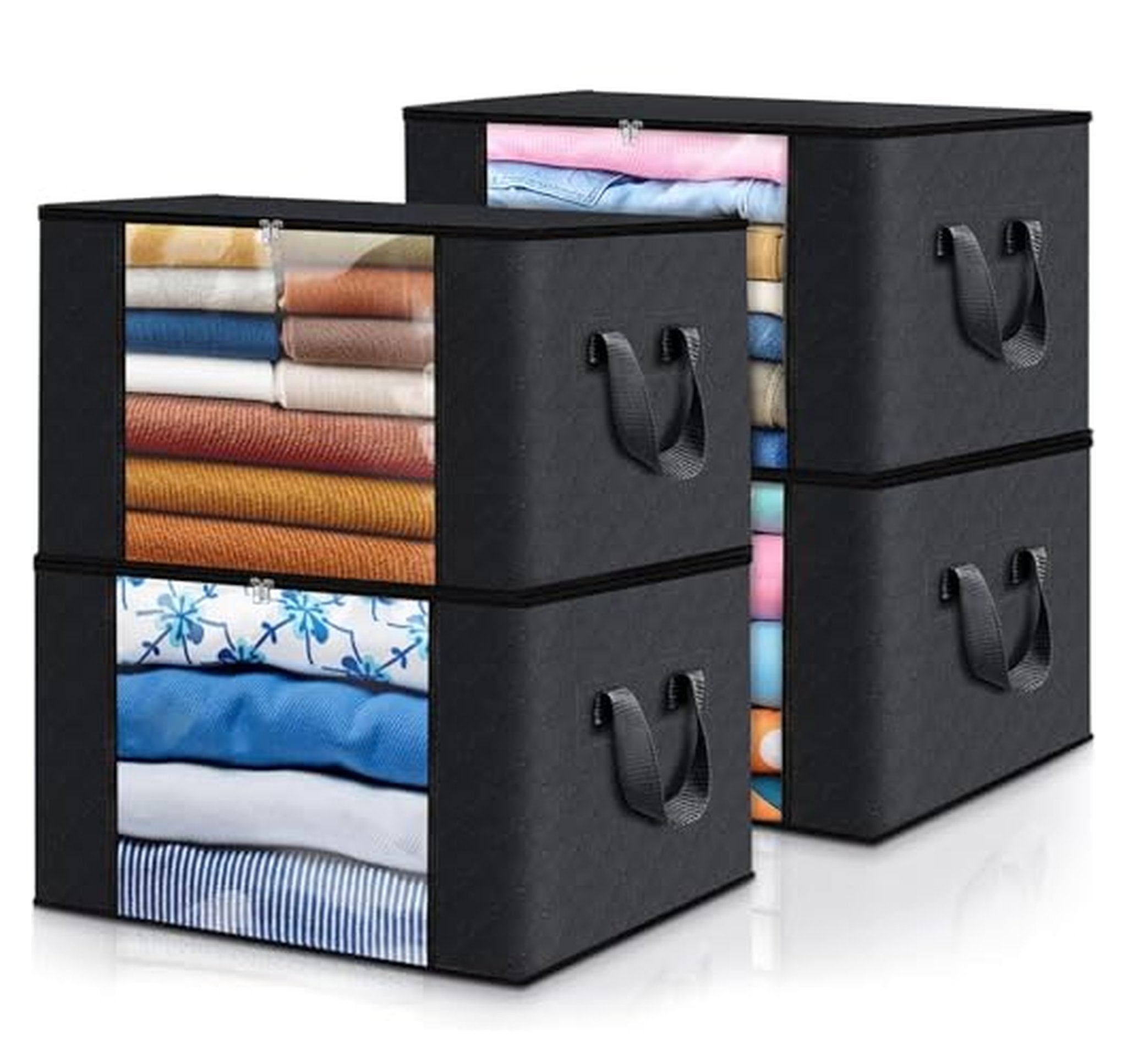 4 Pack Foldable Clothes Storage Bags with Handles