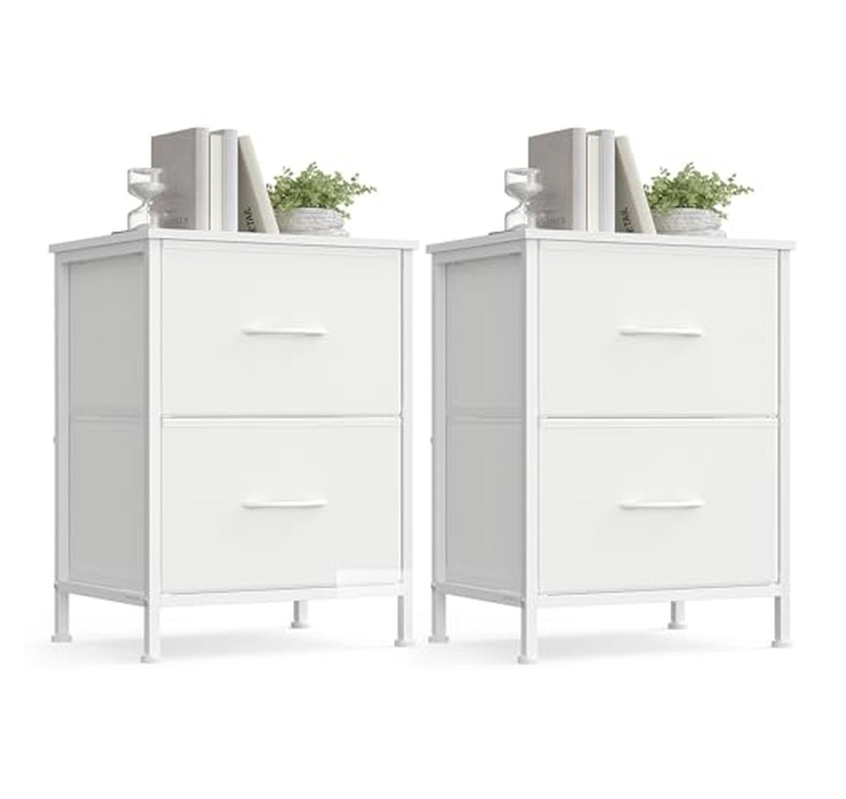 2 Pack SONGMICS Nightstands with Fabric Drawers