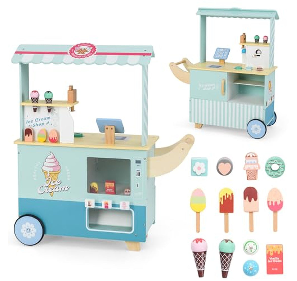 Kids Ice Cream Cart Grocery Store Playset