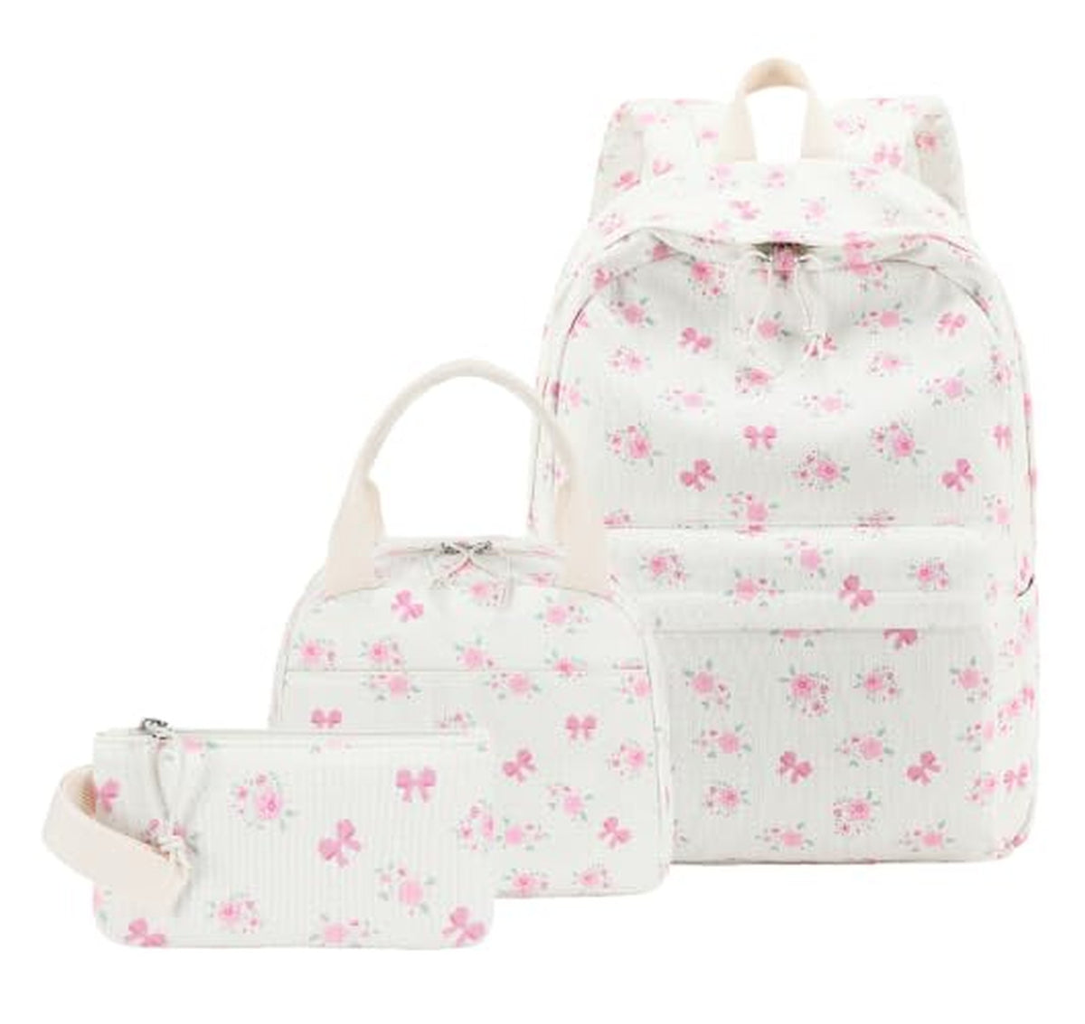 3 Piece Girls School Backpack Set with Lunch Bag