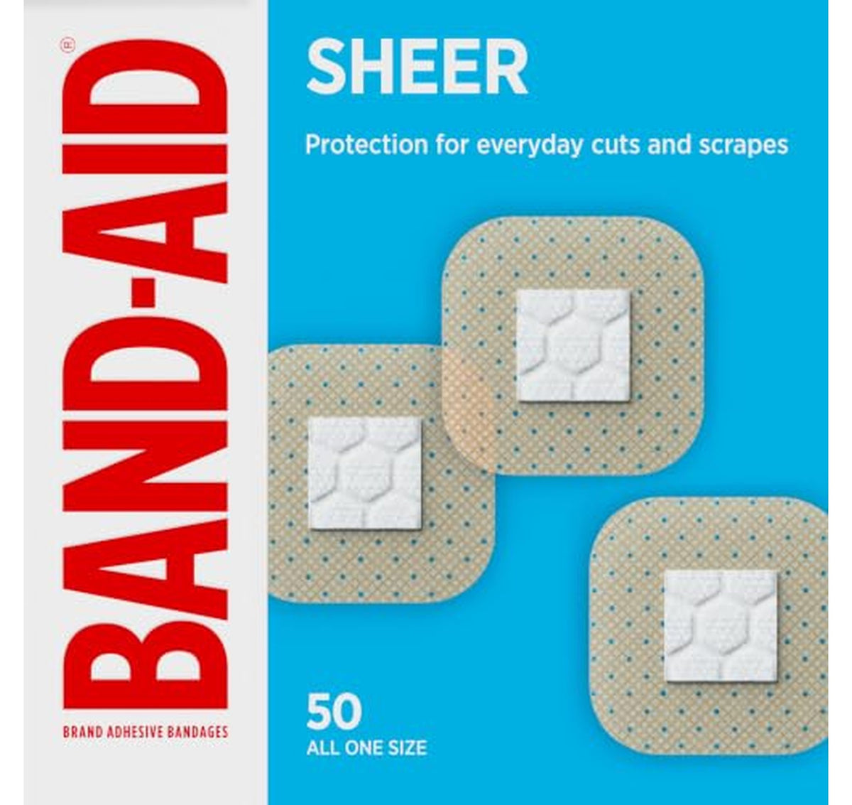 50 Count Band-Aid Sheer Spot Adhesive Bandages