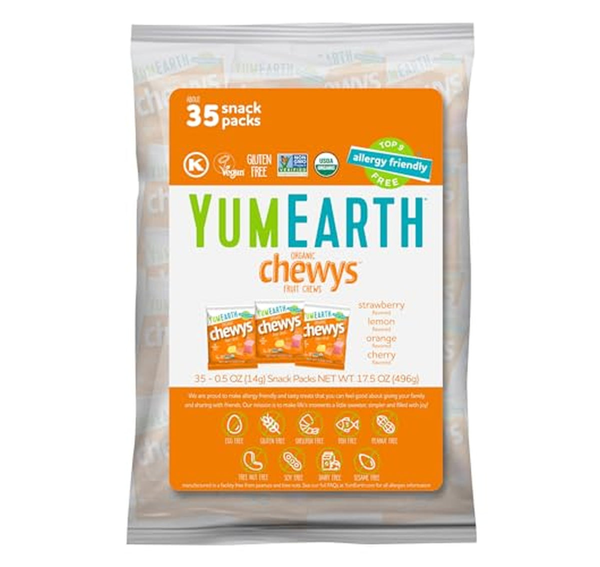 35 Pack YumEarth Organic Chewys Fruit Candy Chews