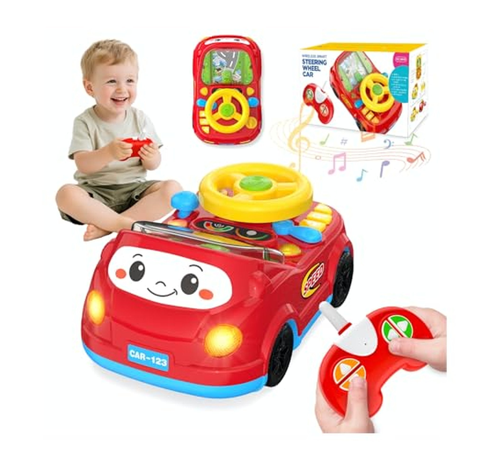Remote Control Steering Wheel Toddler Driving Toy Car