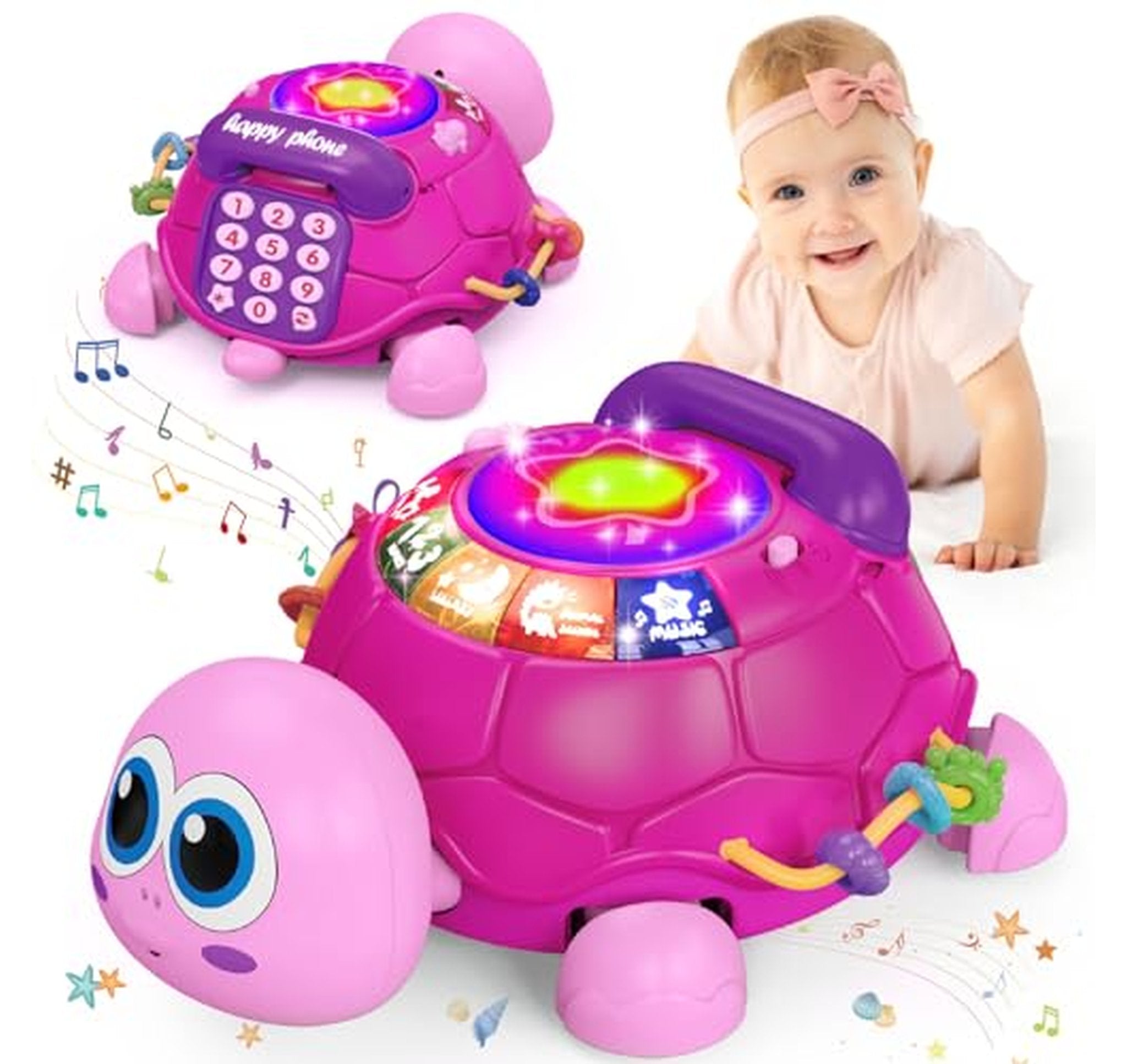 Musical Light-Up Crawling Turtle Baby Toy