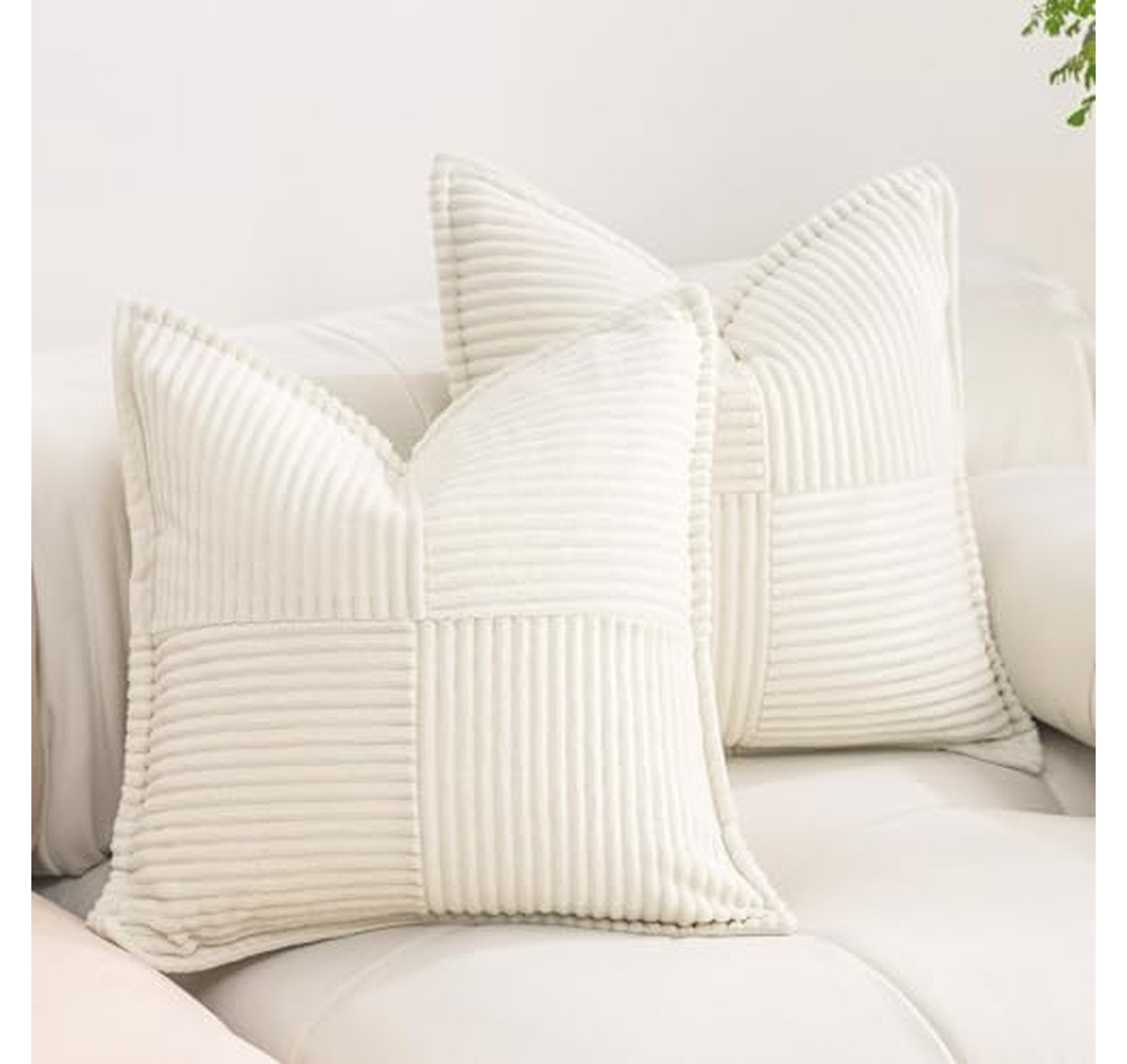 2 Pack Corduroy Throw Pillow Covers 18x18 Inch